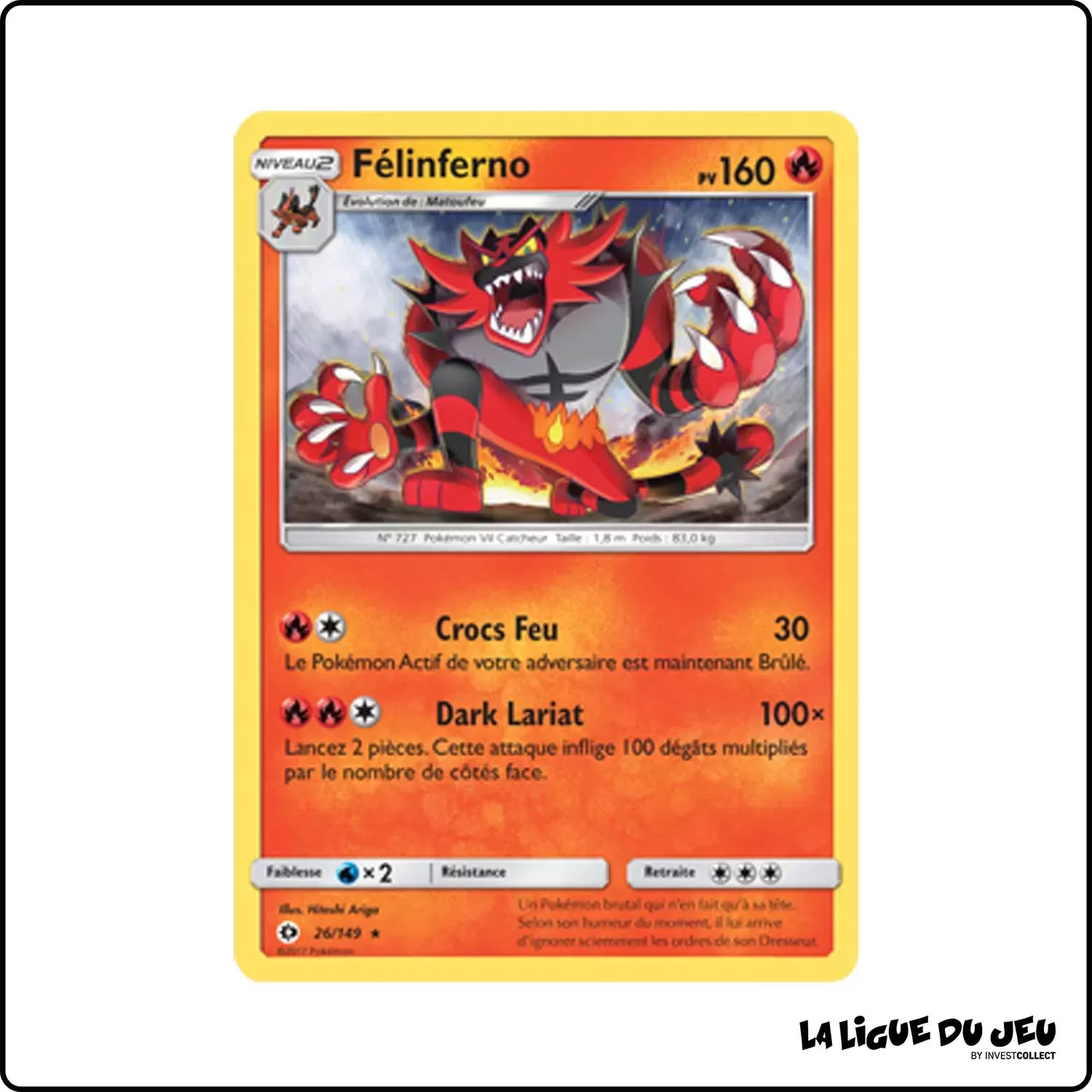 Rare - Pokemon - Soleil et Lune de Base - Félinferno 26/149