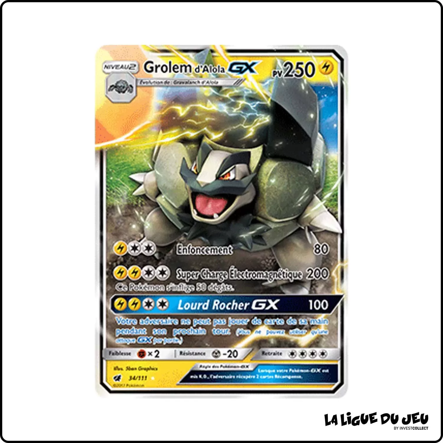 Ultra - Pokemon - Invasion Carmin - Grolem d'Alola-GX 34/111