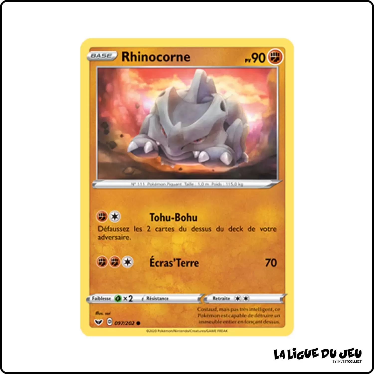 Commune - Pokemon - Épée et Bouclier de Base - Rhinocorne 97/202 Pokemon Company - 1