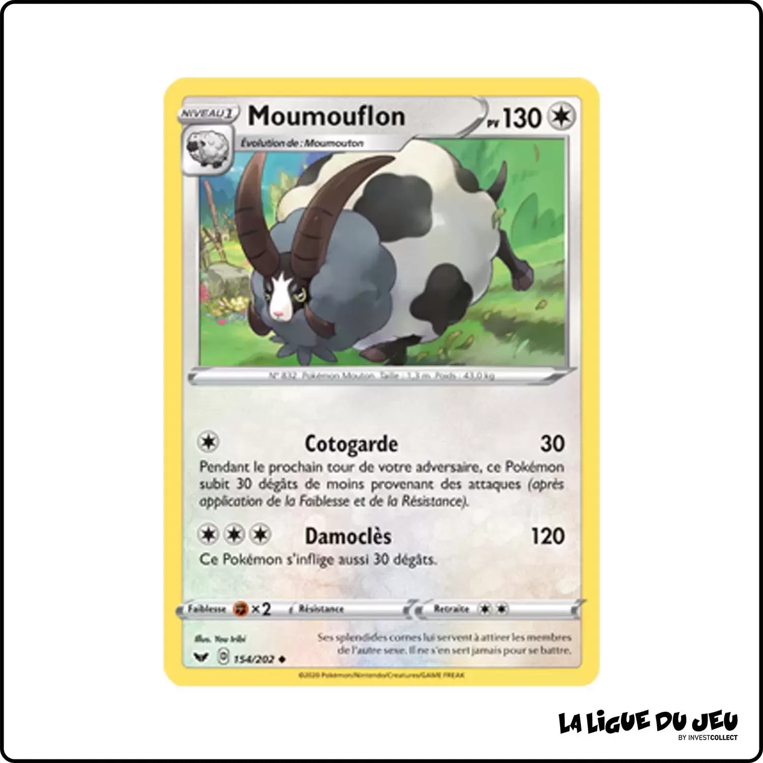 Peu commune - Pokemon - Épée et Bouclier de Base - Moumouflon 154/202