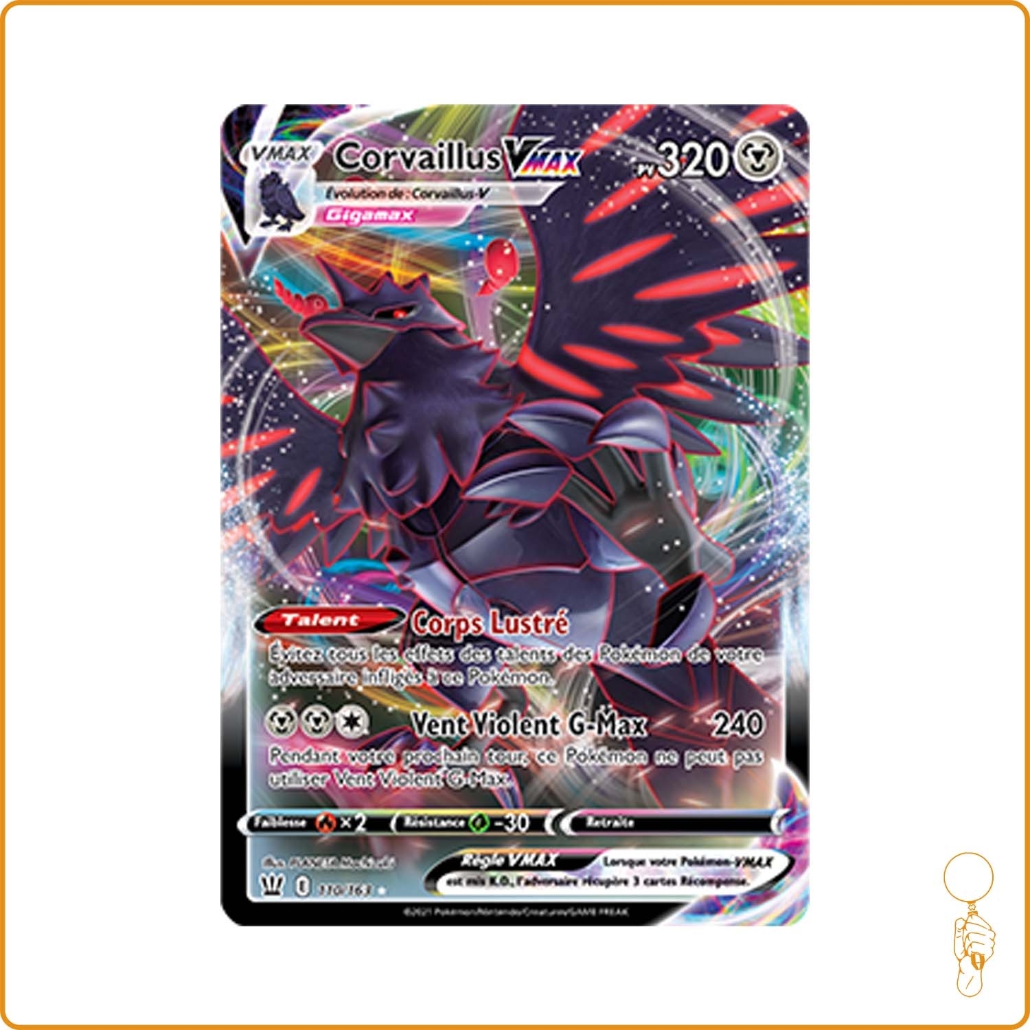 Carte Pokémon Corvaillus Vmax 171/163 FR