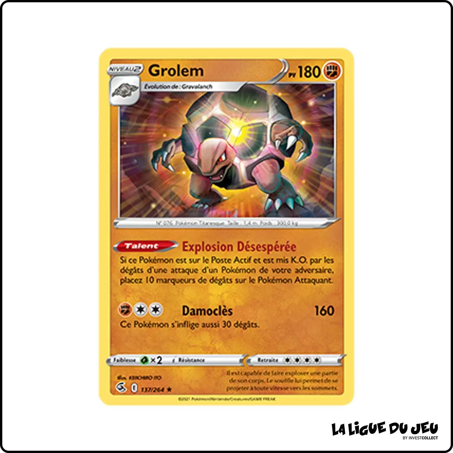 Rare - Pokemon - Poing de Fusion - Grolem 137/264