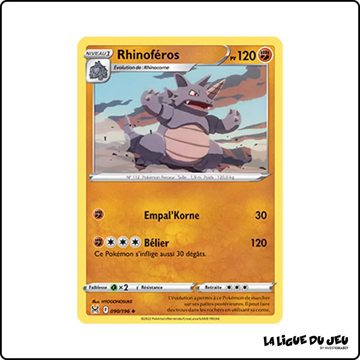 Peu commune - Pokemon - Origine Perdue - Rhinoféros 90/196