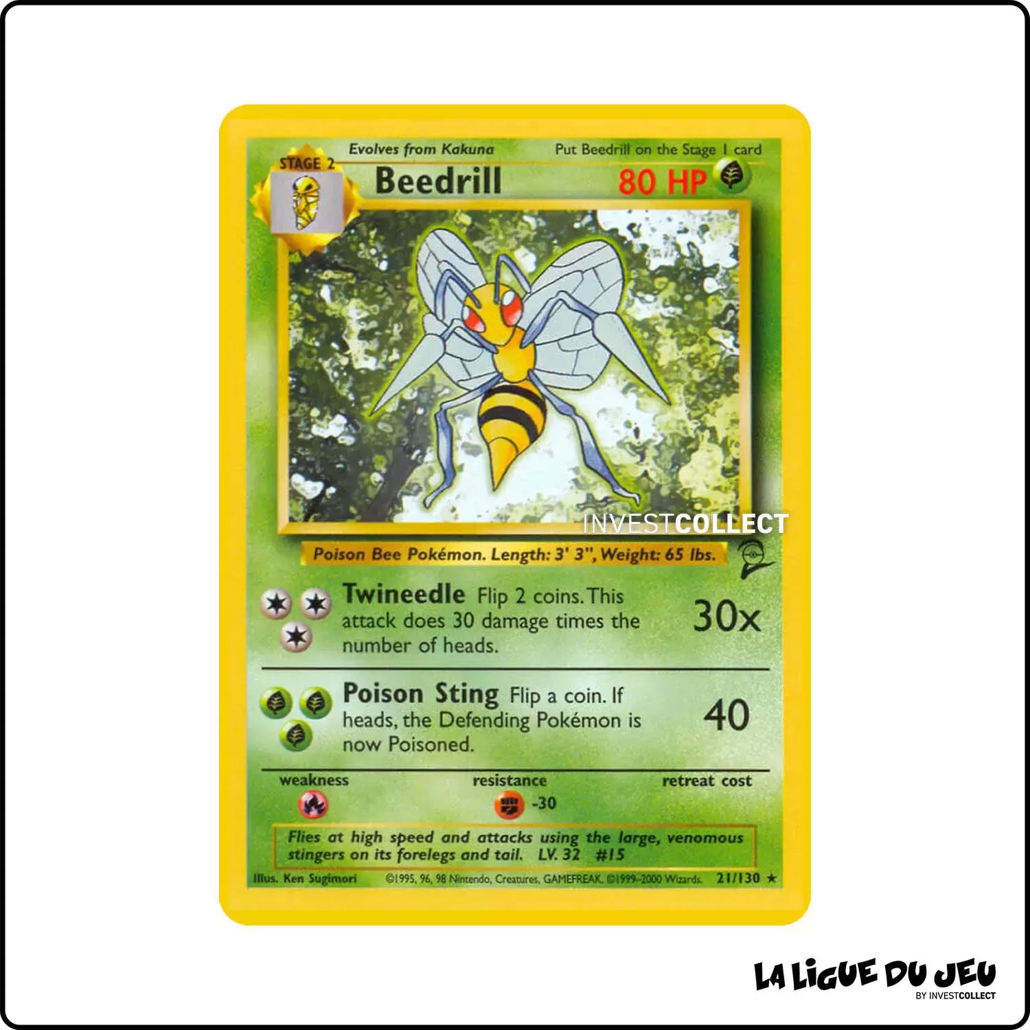 Rare - Pokemon - Base Set 2 - Beedrill 21/130 Wizards - 1