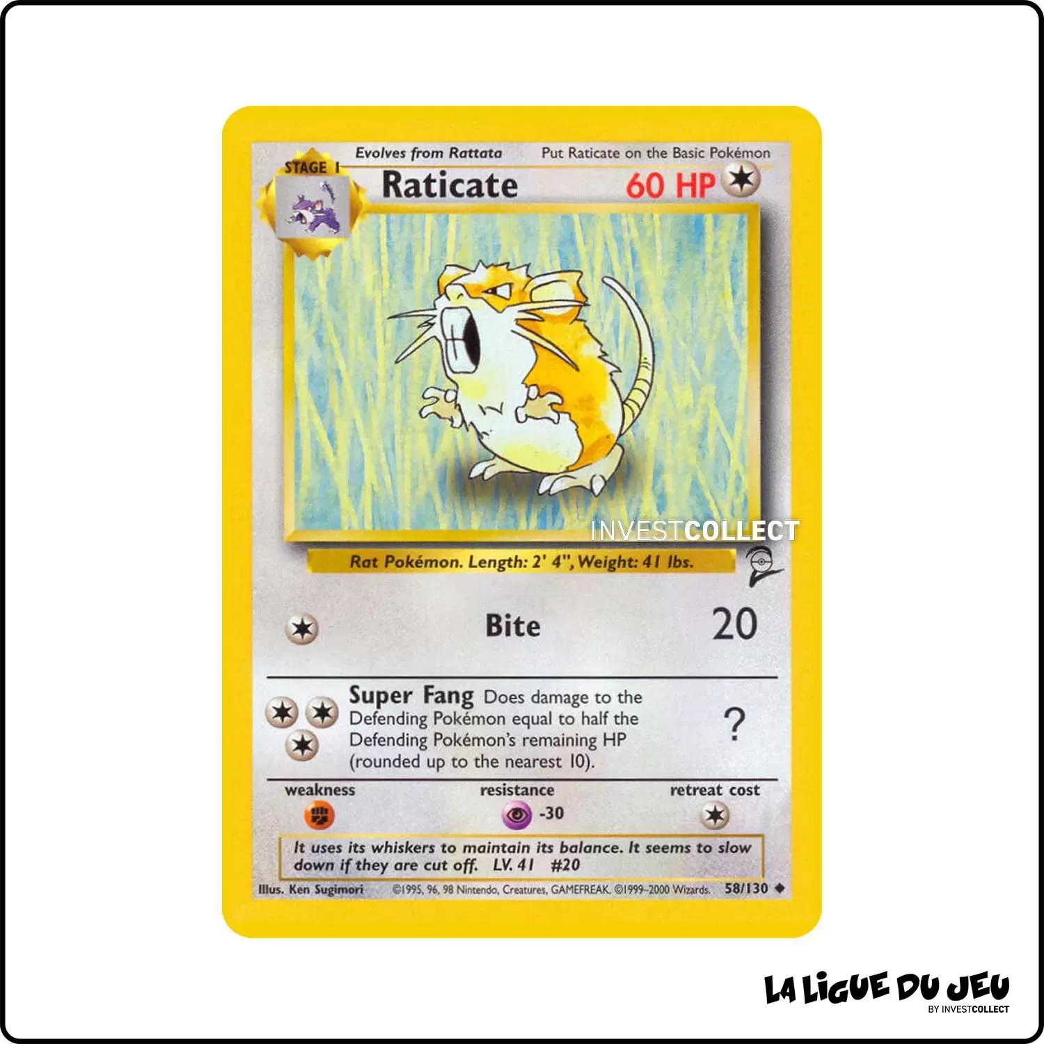 Peu commune - Pokemon - Base Set 2 - Raticate 58/130 Wizards - 1