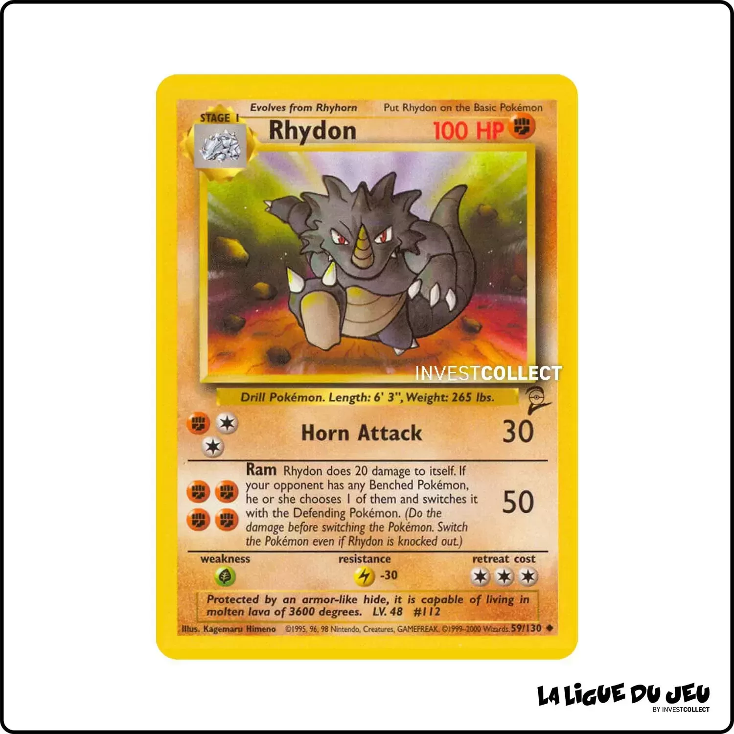 Peu commune - Pokemon - Base Set 2 - Rhydon 59/130 Wizards - 1