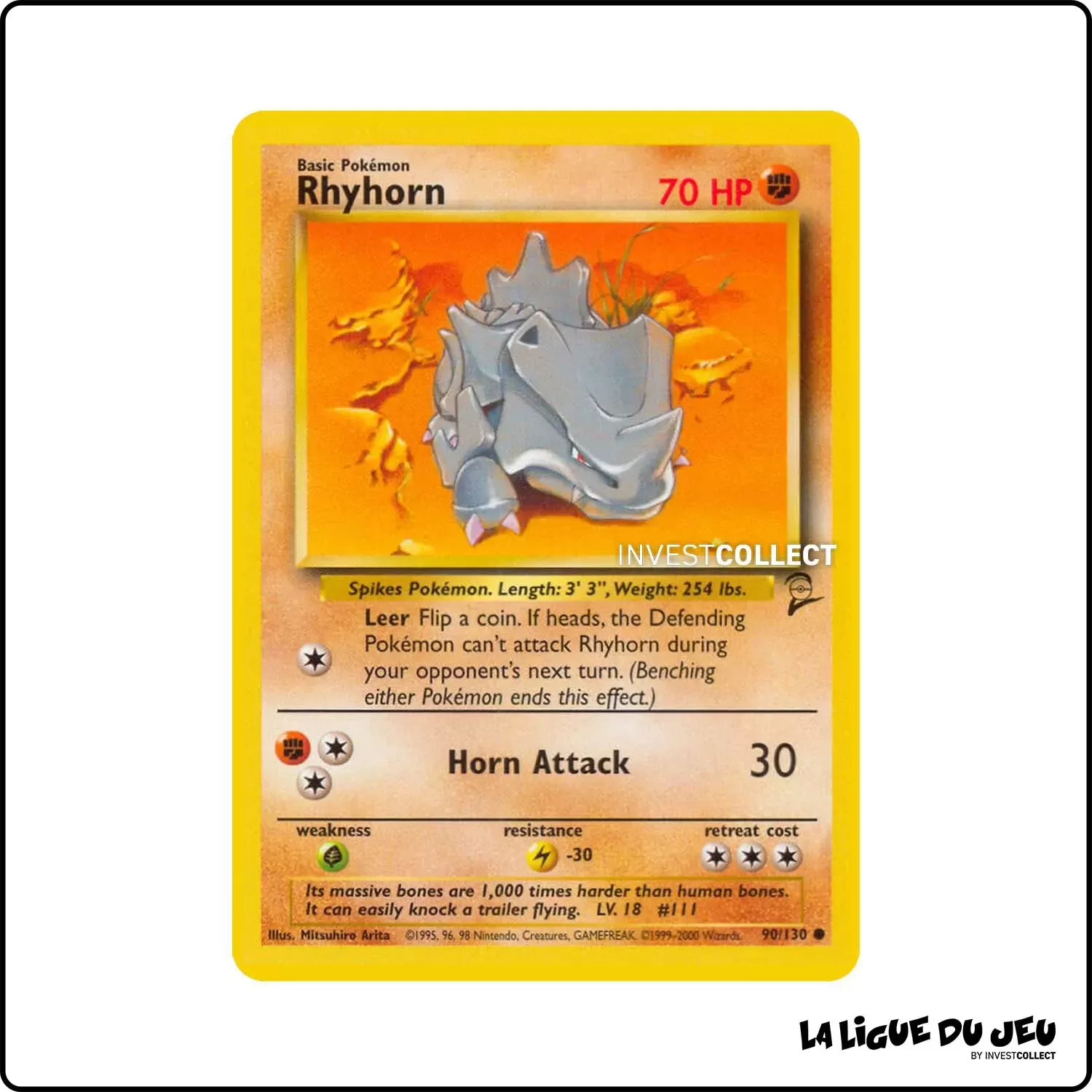 Commune - Pokemon - Base Set 2 - Rhyhorn 90/130 Wizards - 1