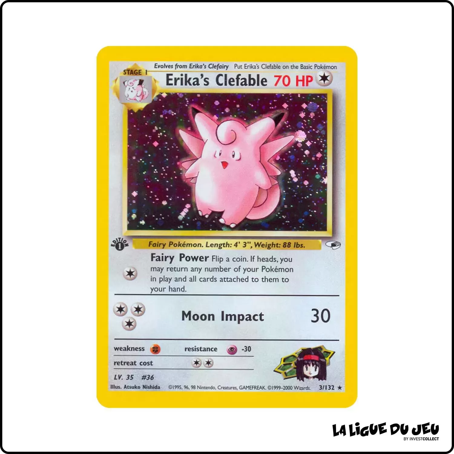 Holo - Pokemon - Gym Heroes - Erika's Clefable 3/132 Wizards - 1