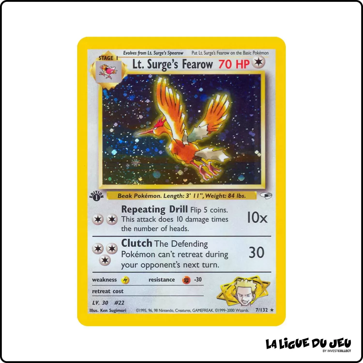 Holo - Pokemon - Gym Heroes - Lt. Surge's Fearow 7/132 Wizards - 1