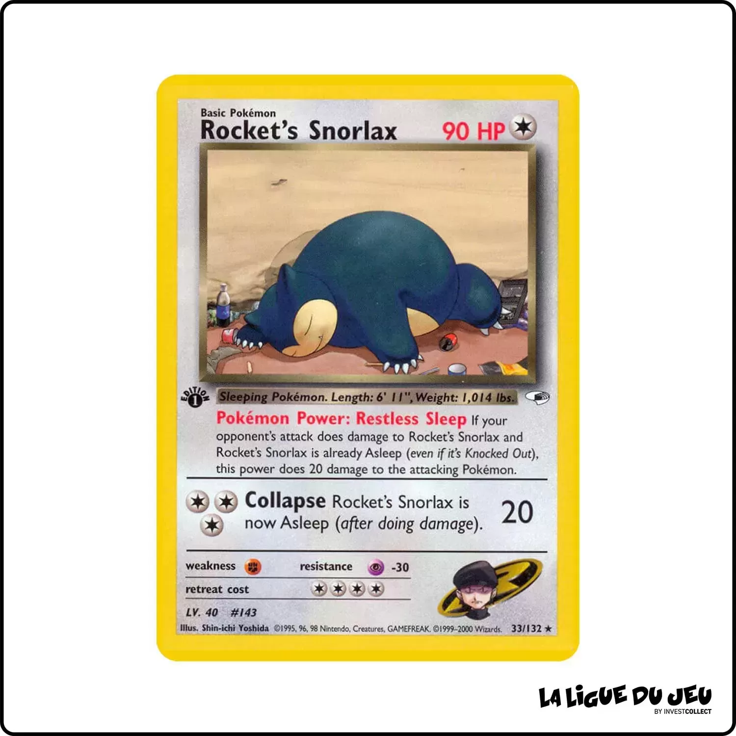 Rare - Pokemon - Gym Heroes - Rocket's Snorlax 33/132 Wizards - 1