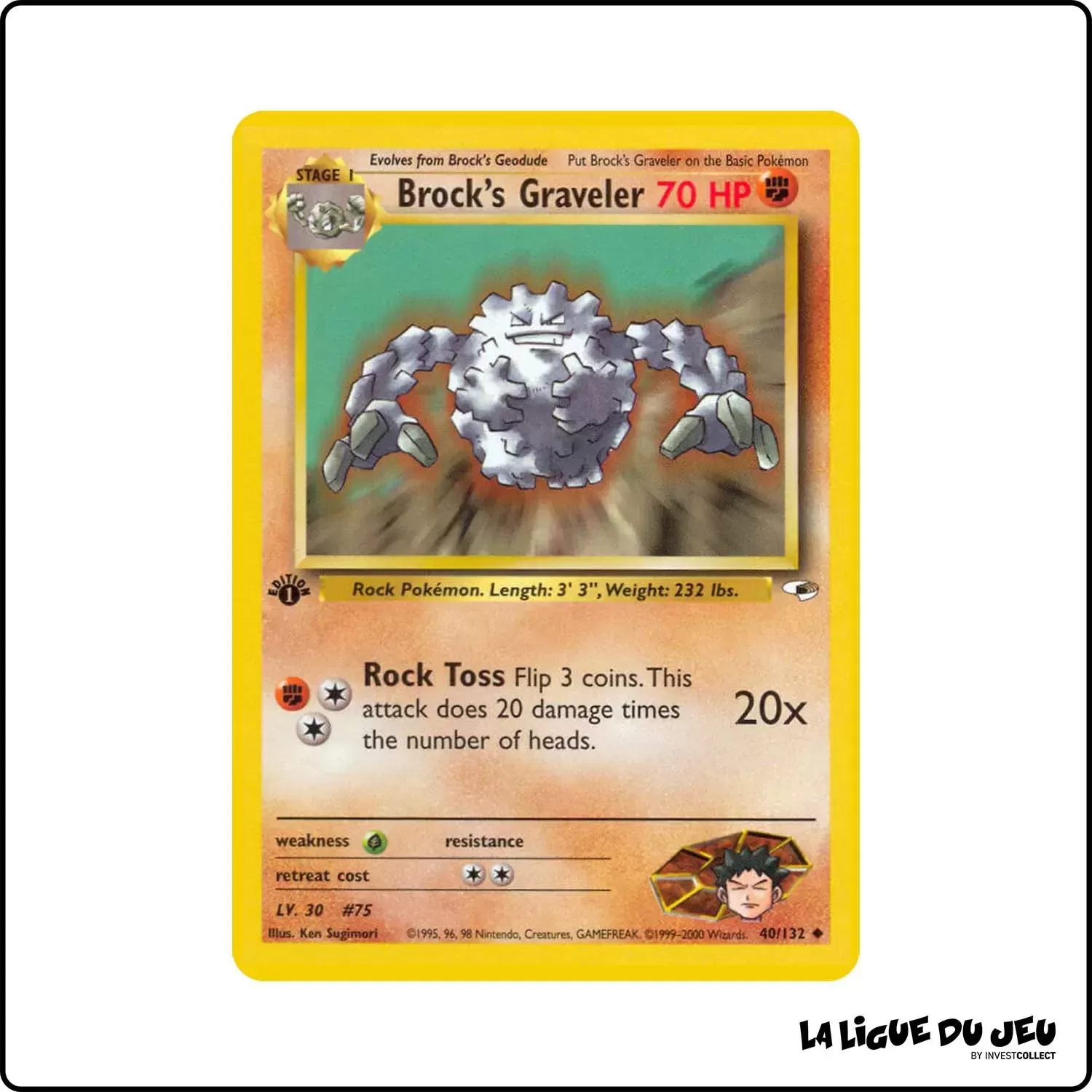 Peu commune - Pokemon - Gym Heroes - Brock's Graveler 40/132 Wizards - 1