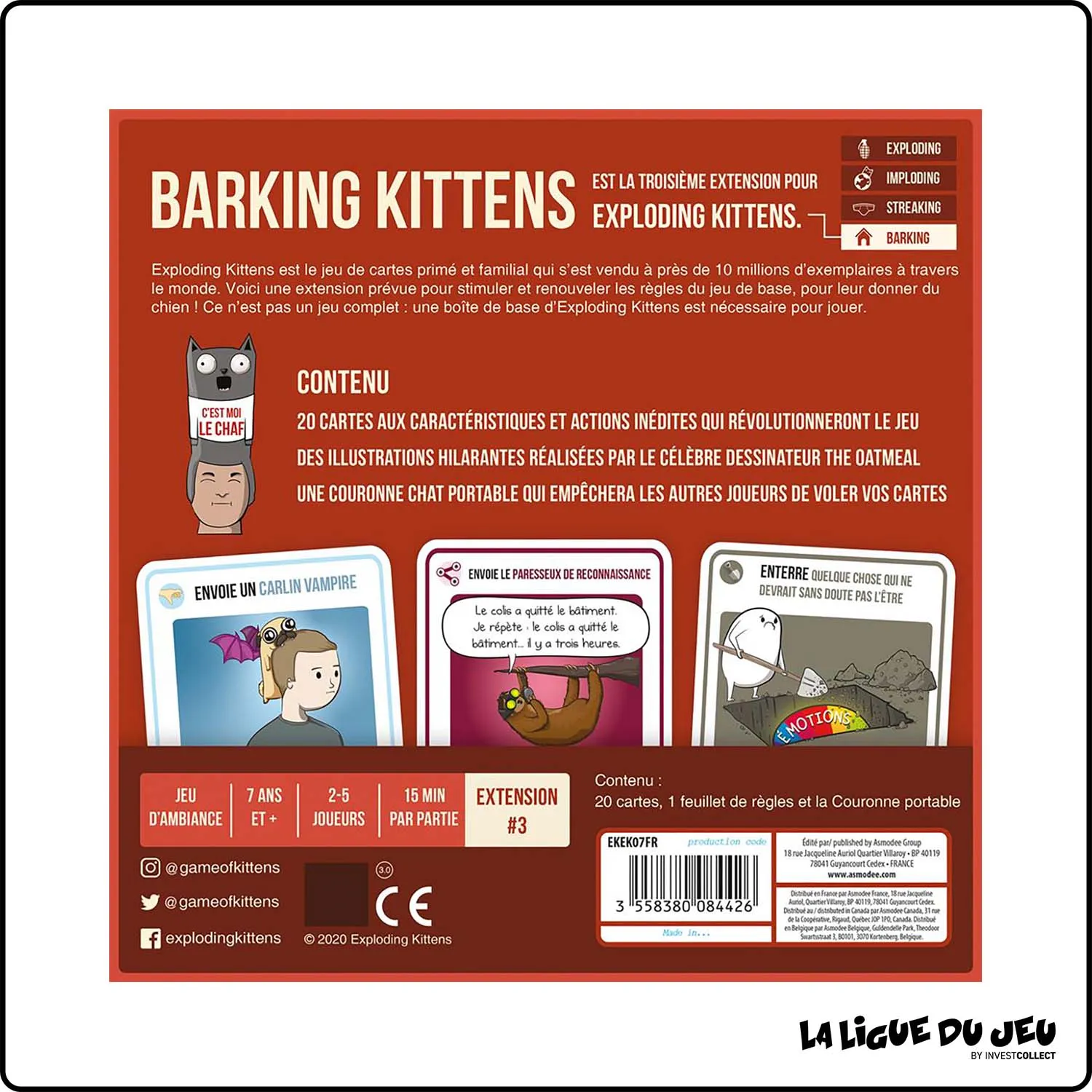 Jeu de Cartes - Exploding Kittens : Barking kittens