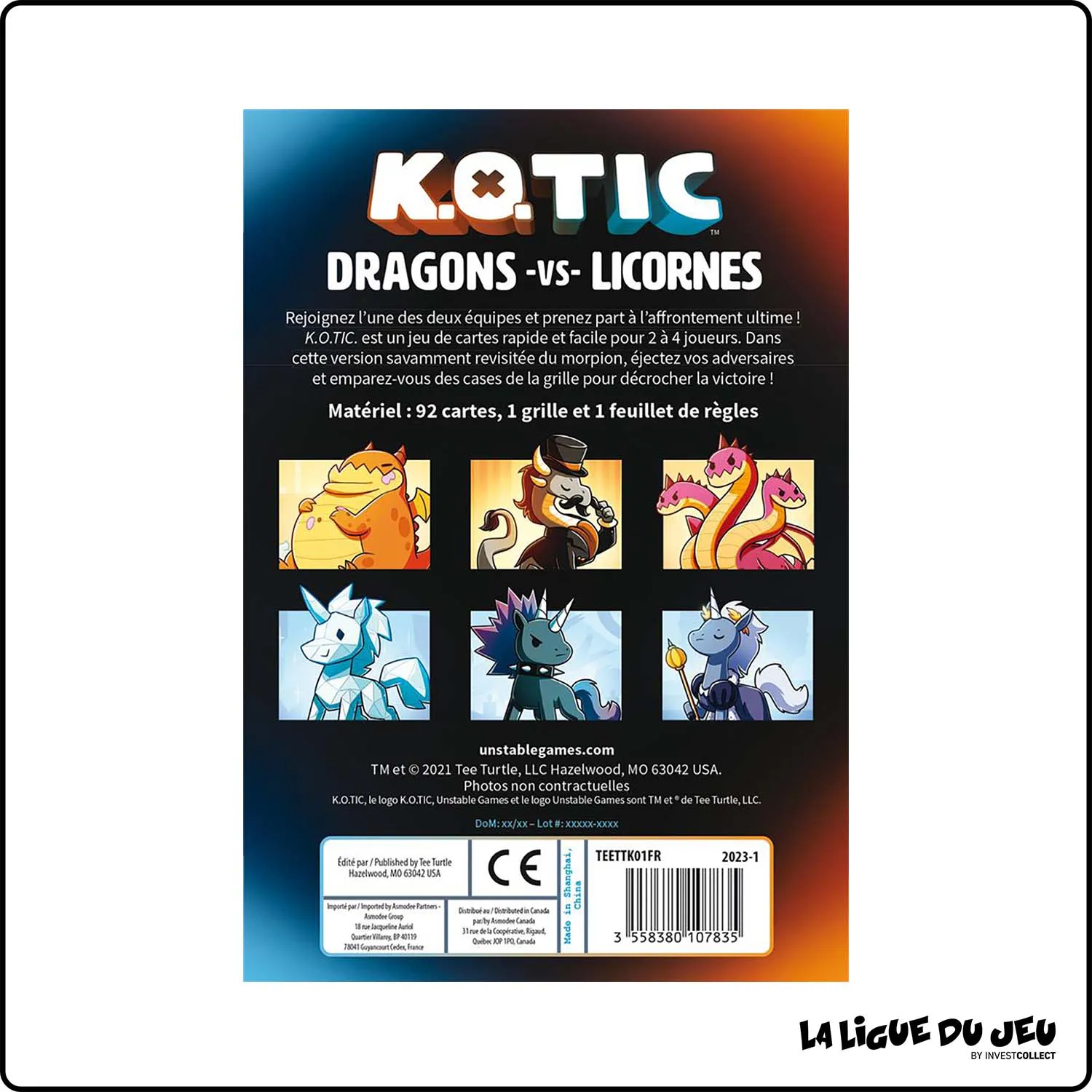 Stratégie - Jeu de Cartes - K.O.Tic - Dragon VS Licornes