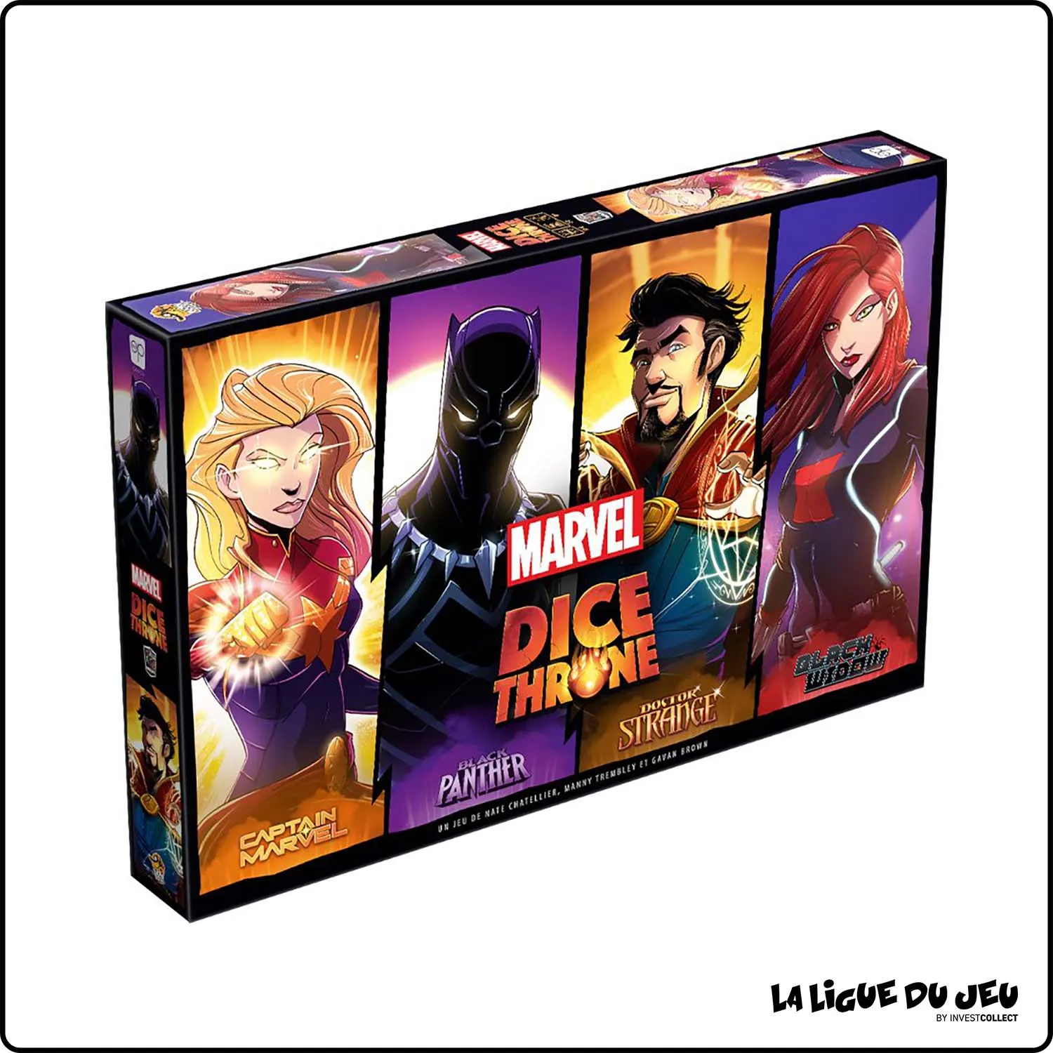 Stratégie - Dés - Dice Throne Marvel : Captain Marve, Black Panther, Dr Strange-Black et Widow