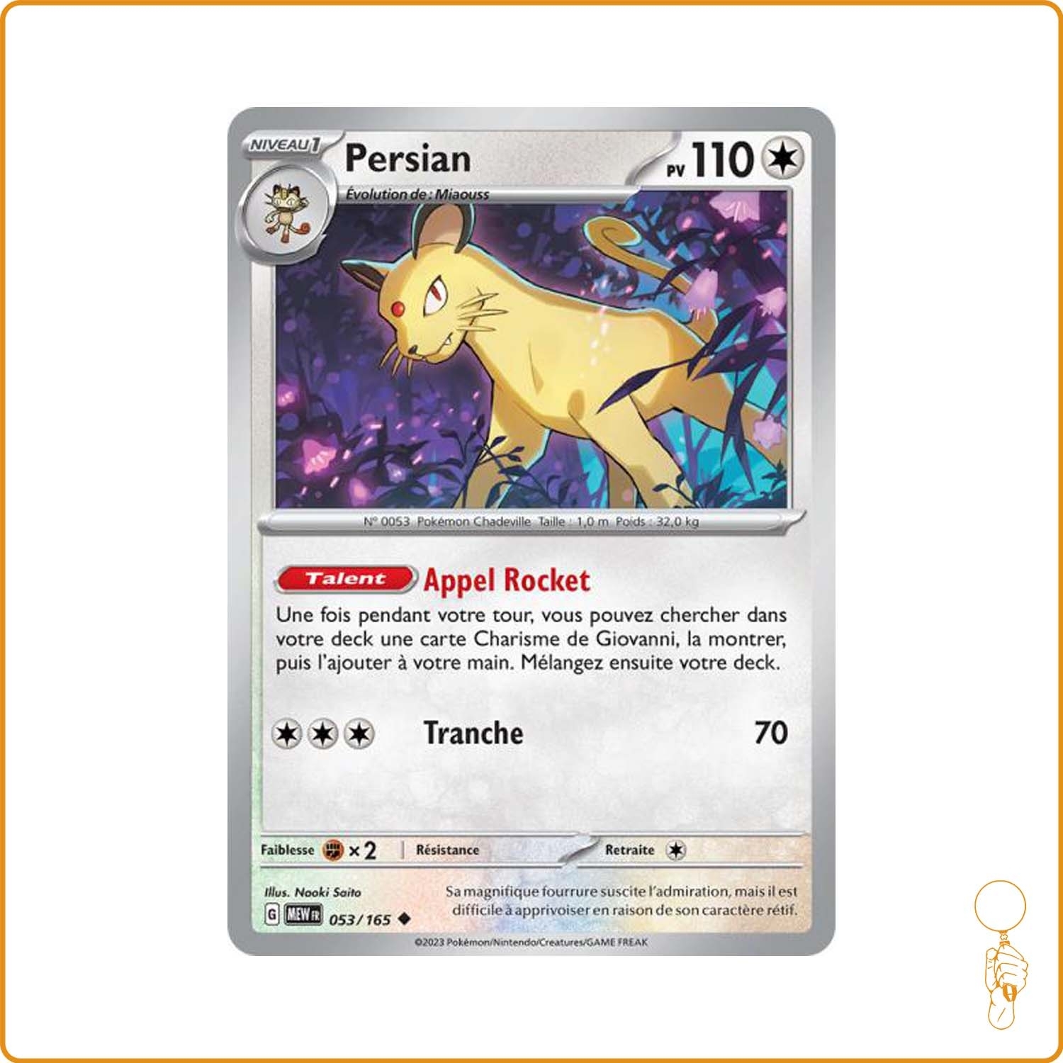 Peu commune - Pokemon - 151 - Persian 53/165 Version - Etat Français - NM