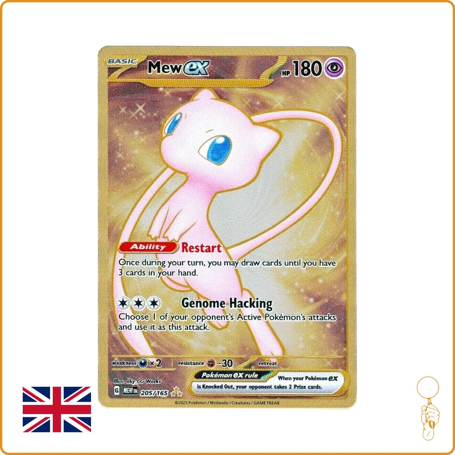 Secrete - Pokemon - 151 - Mew-ex 205/165 Version - Etat Anglais - Carte  Métallique - NM