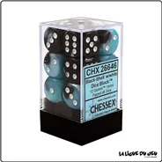 Dés - Chessex - Set de 12 Dés à 6 faces - 16 mm - Stealth - Gemini - Noir-Nacré/Blanc