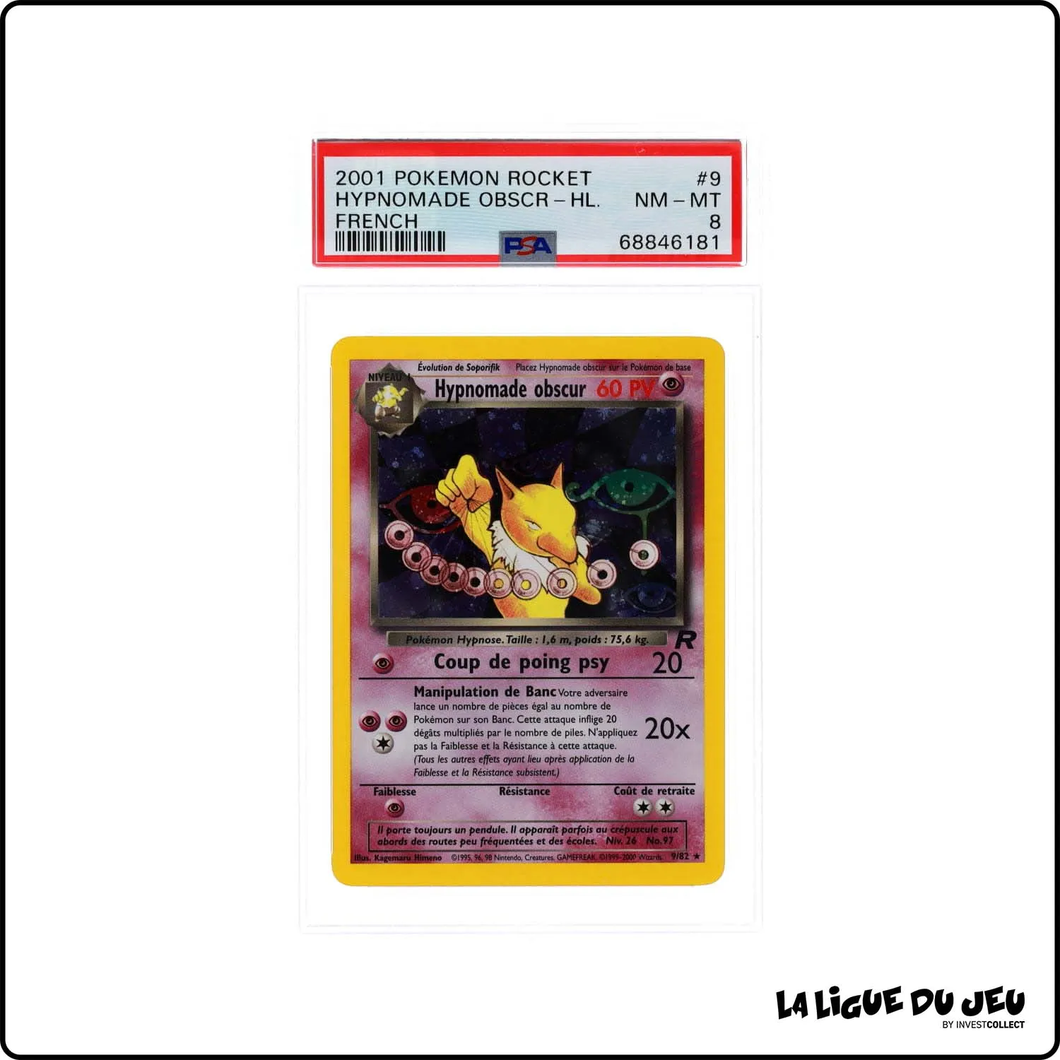 Holo - Pokemon - Team Rocket - Hypnomade obscur 9/82 - Unlimited - PSA 8 - Français