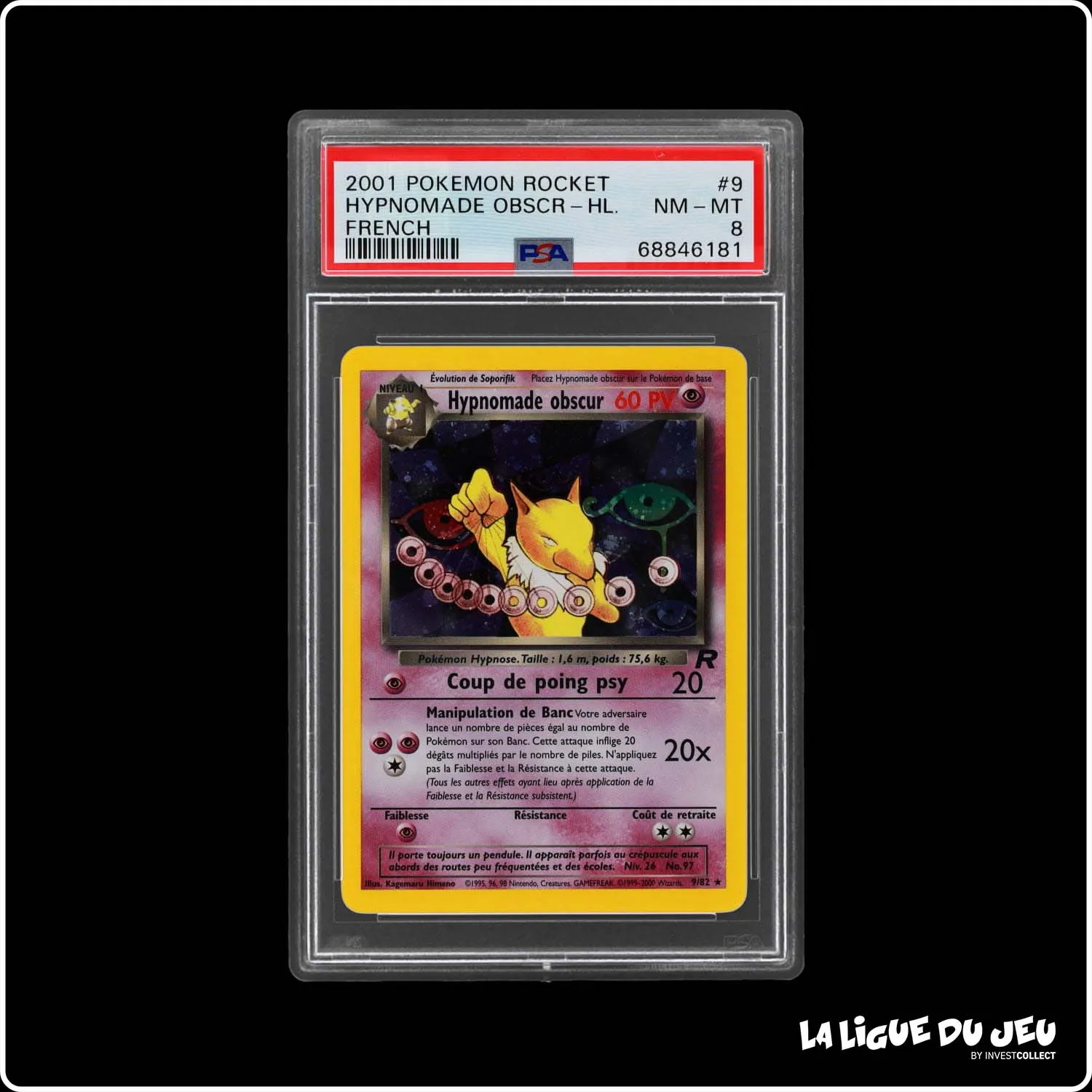 Holo - Pokemon - Team Rocket - Hypnomade obscur 9/82 - Unlimited - PSA 8 - Français