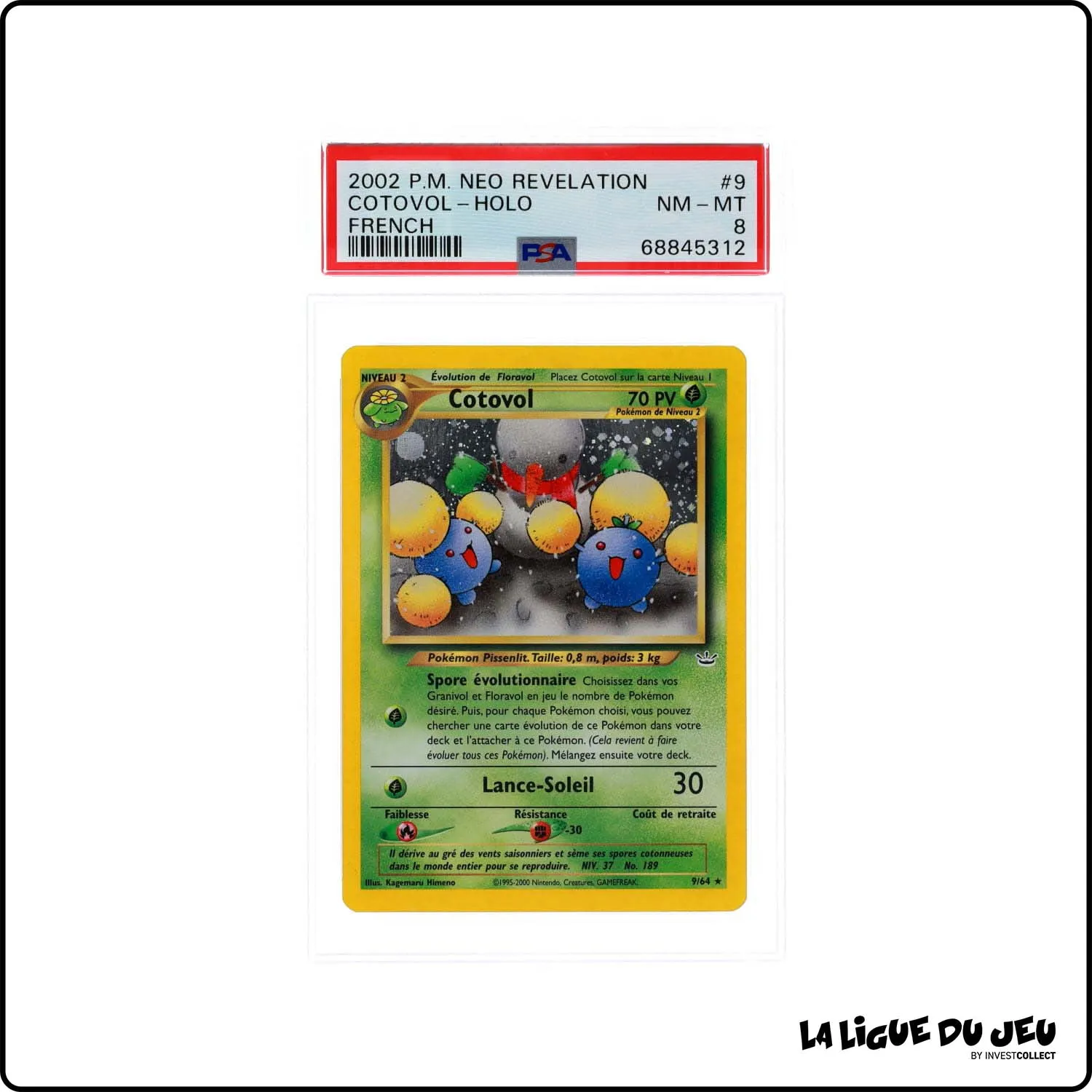 Holo - Pokemon - Neo Revelation - Cotovol 9/64 - Unlimited - PSA 8 - Français