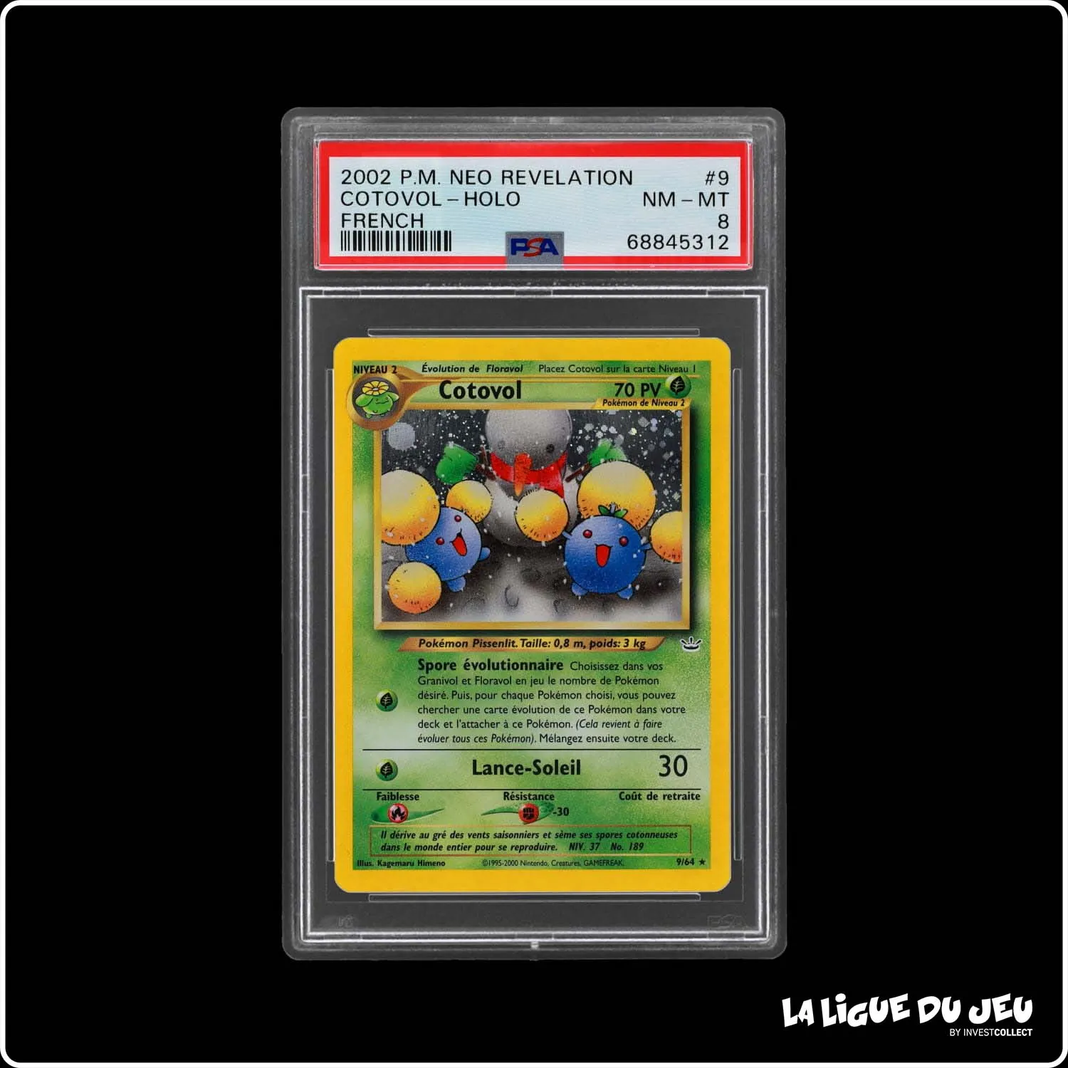 Holo - Pokemon - Neo Revelation - Cotovol 9/64 - Unlimited - PSA 8 - Français