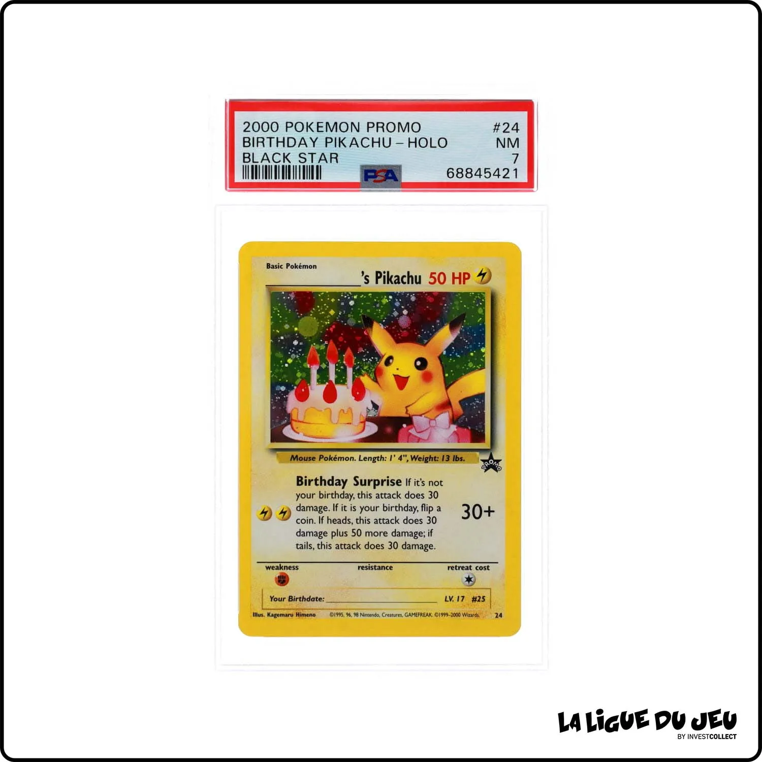 Holo - Pokemon - Promo Black Star - Birthday Pikachu 24 - PSA 7 - Anglais