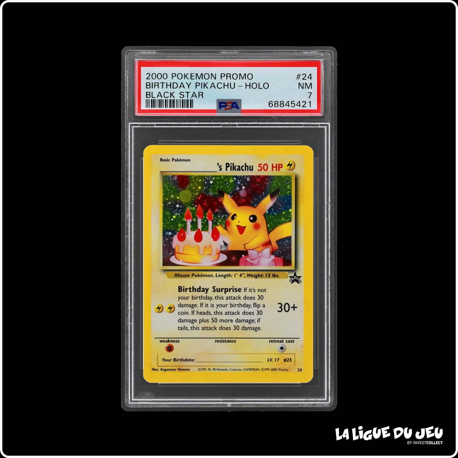 Holo - Pokemon - Promo Black Star - Birthday Pikachu 24 - PSA 7 - Anglais