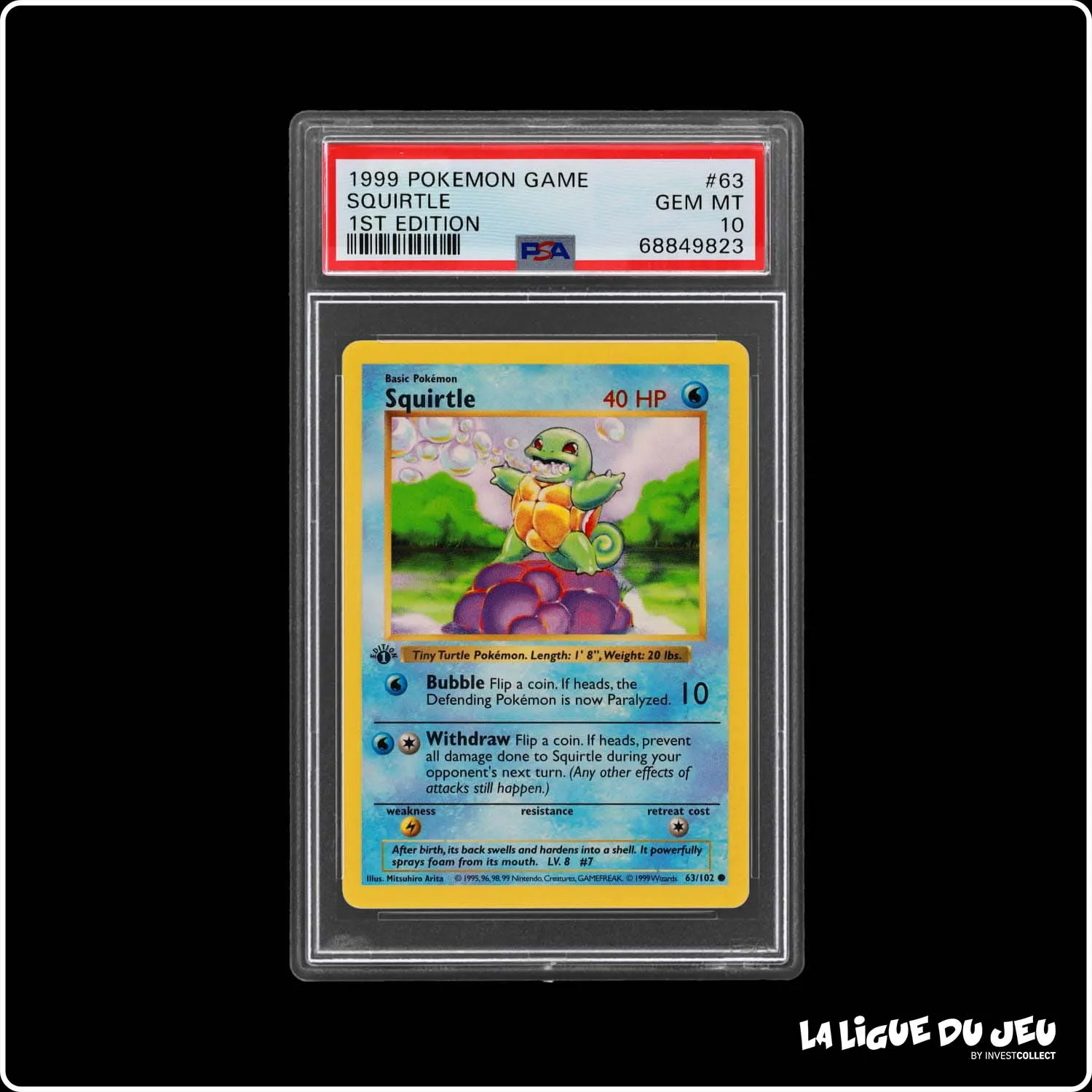 Commune - Pokemon - Set de Base - Squirtle 63/102 - 1st Edition - PSA 10 - Anglais