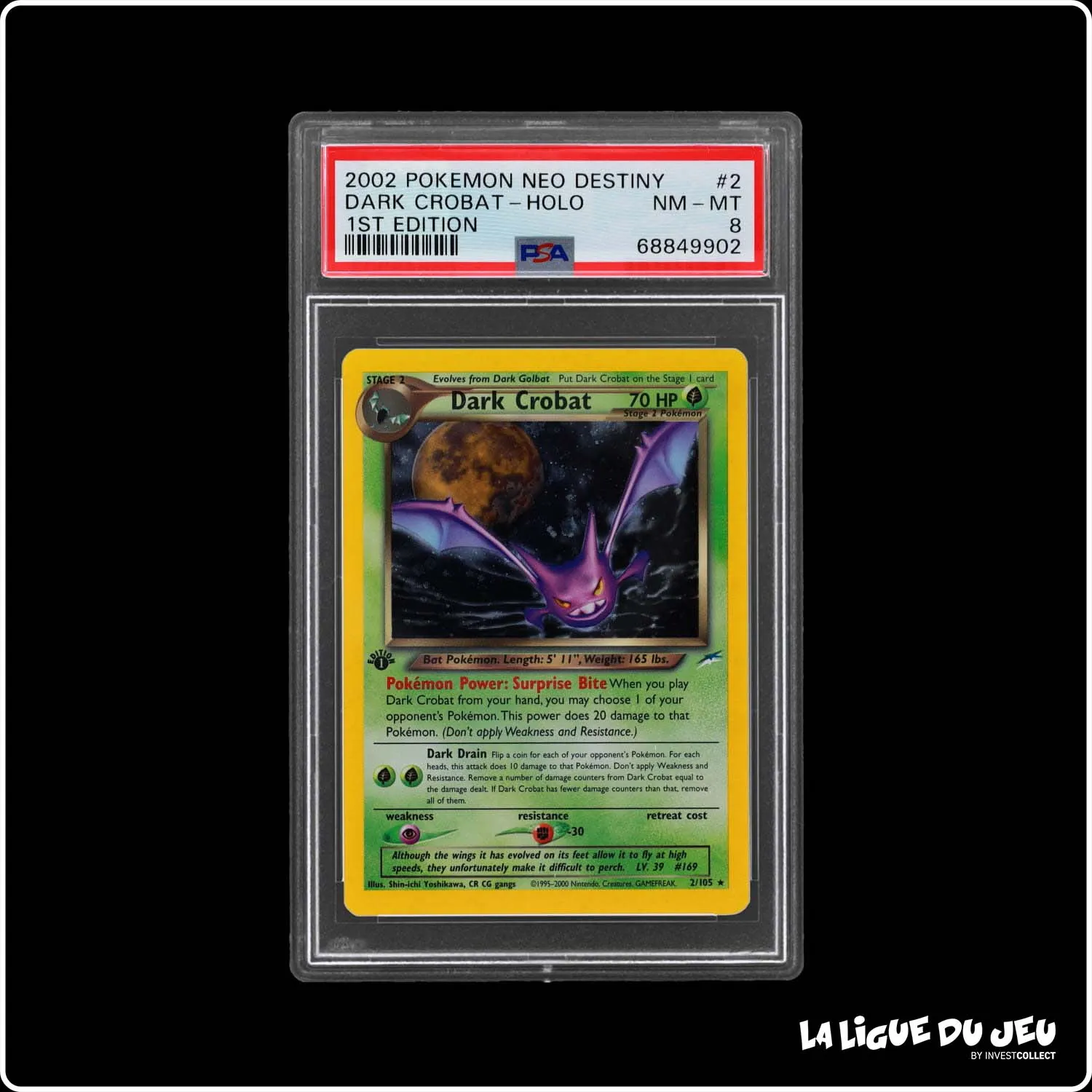 Holo - Pokemon - Neo Destiny - Dark Crobat 2/105 - 1er Edition - PSA 8 - Anglais