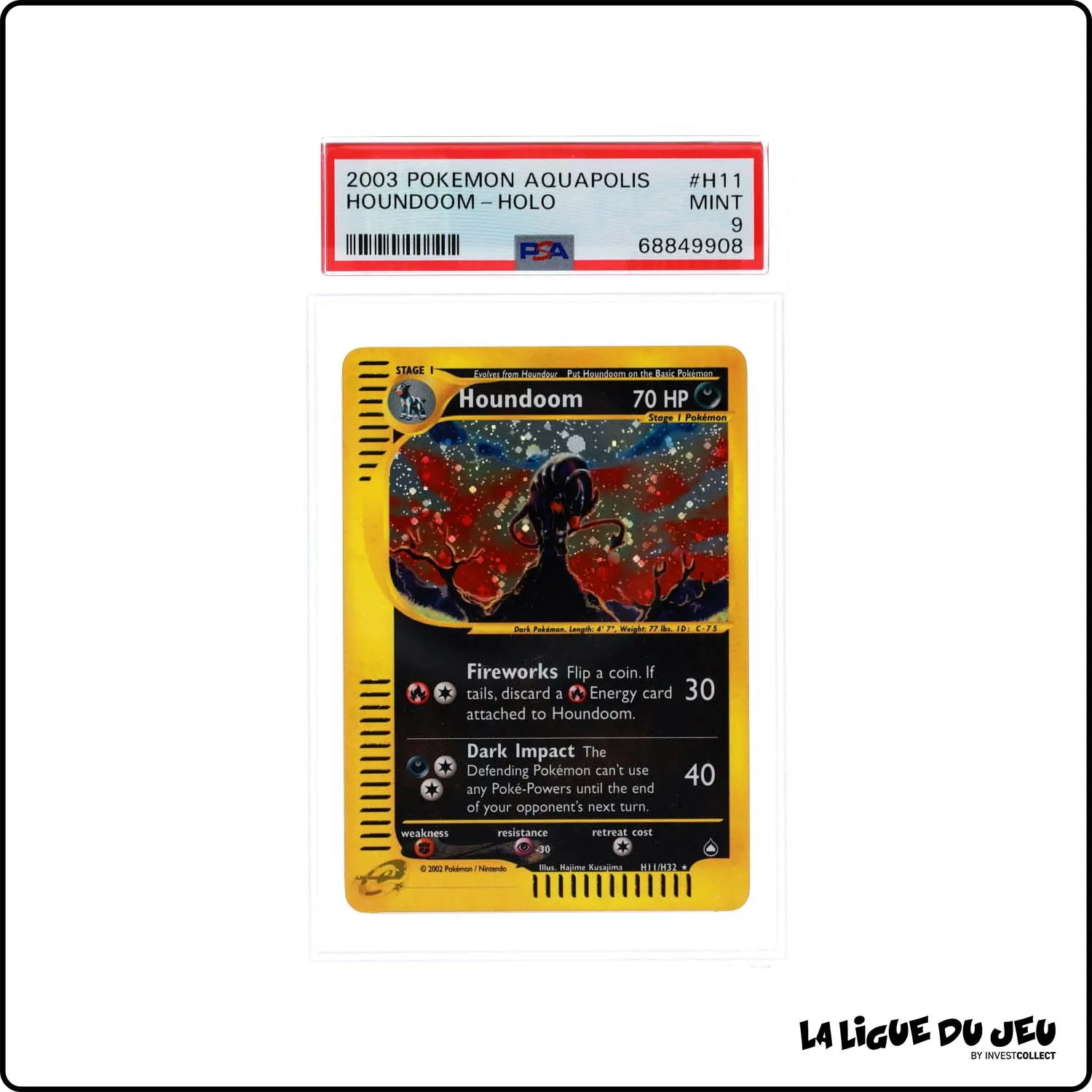 Holo - Pokemon - Aquapolis - Houndoom H11/H32 - PSA 9 - Anglais