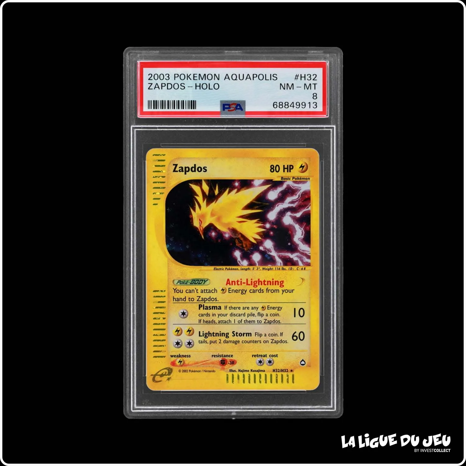 Holo - Pokemon - Aquapolis - Zapdos H32/H32 - PSA 8 - Anglais