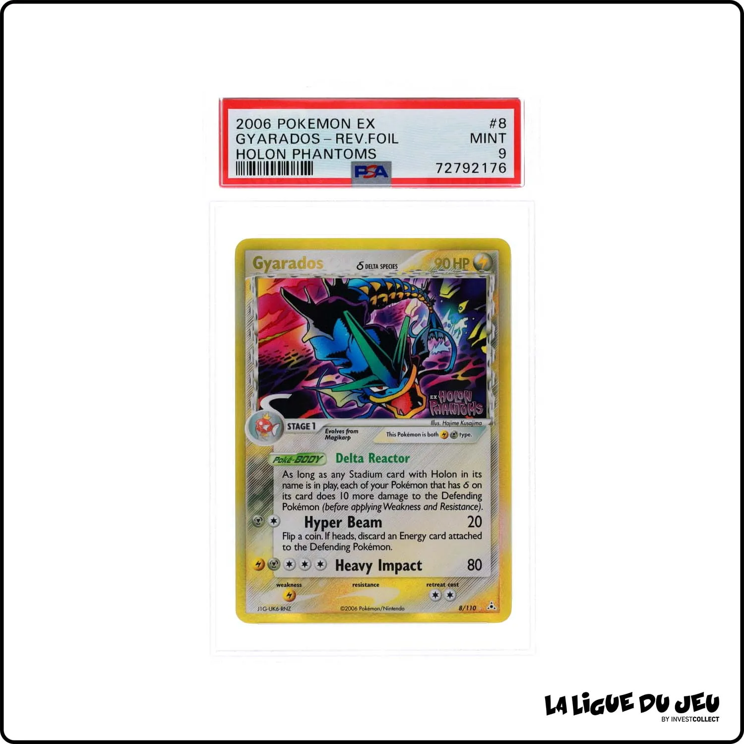 Holo - Pokemon - Fantômes Holon - Gyarados 8/110 - Reverse Foil - PSA 9 - Anglais