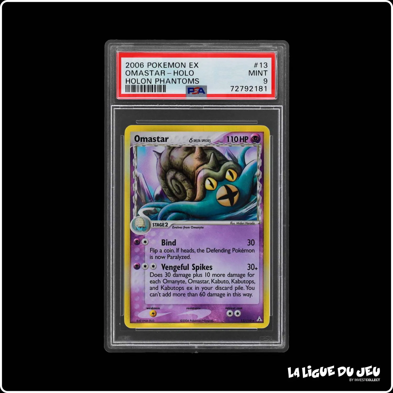 Holo - Pokemon - Fantômes Holon - Omastar 13/110 - PSA 9 - Anglais