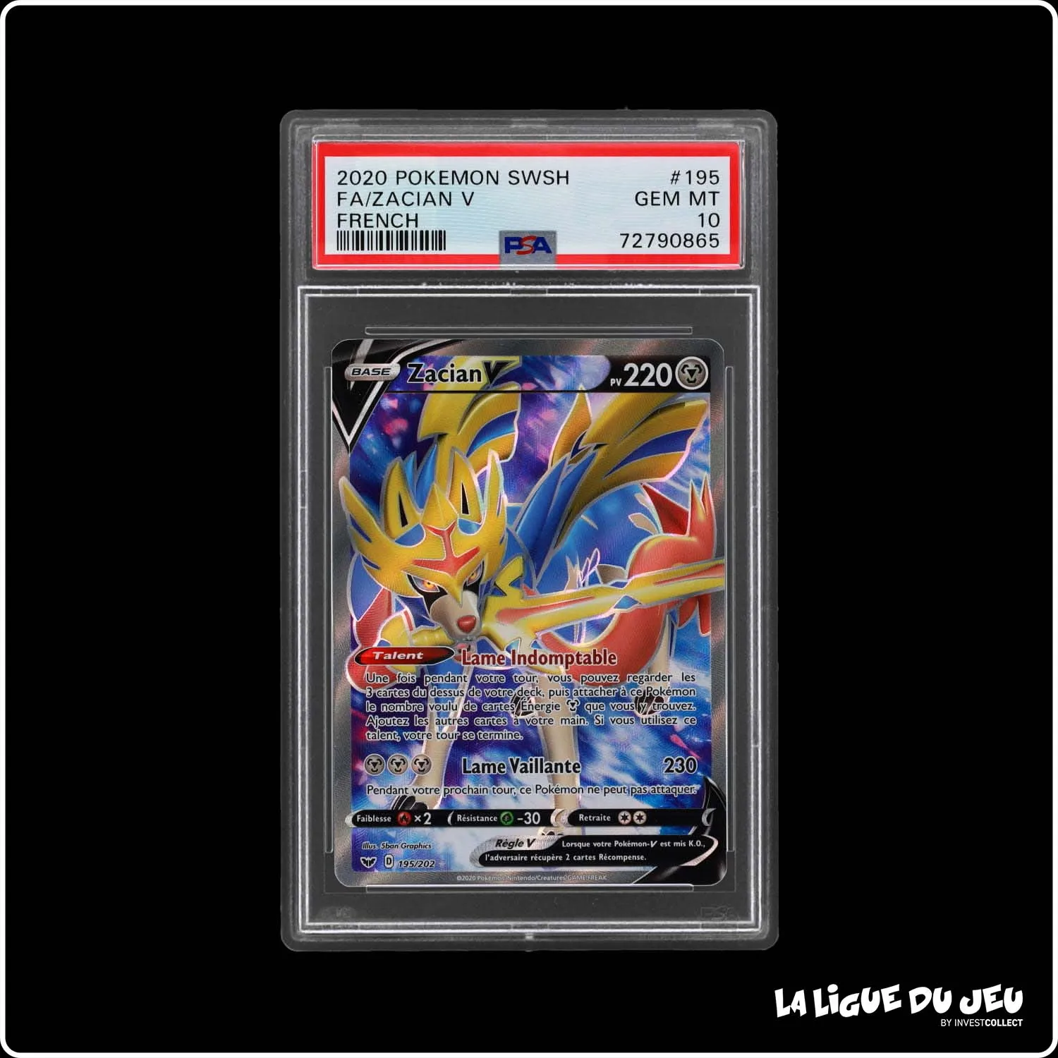 Ultra - Pokemon - Épée et Bouclier - Zacian V 195/202 - PSA 10 - Français