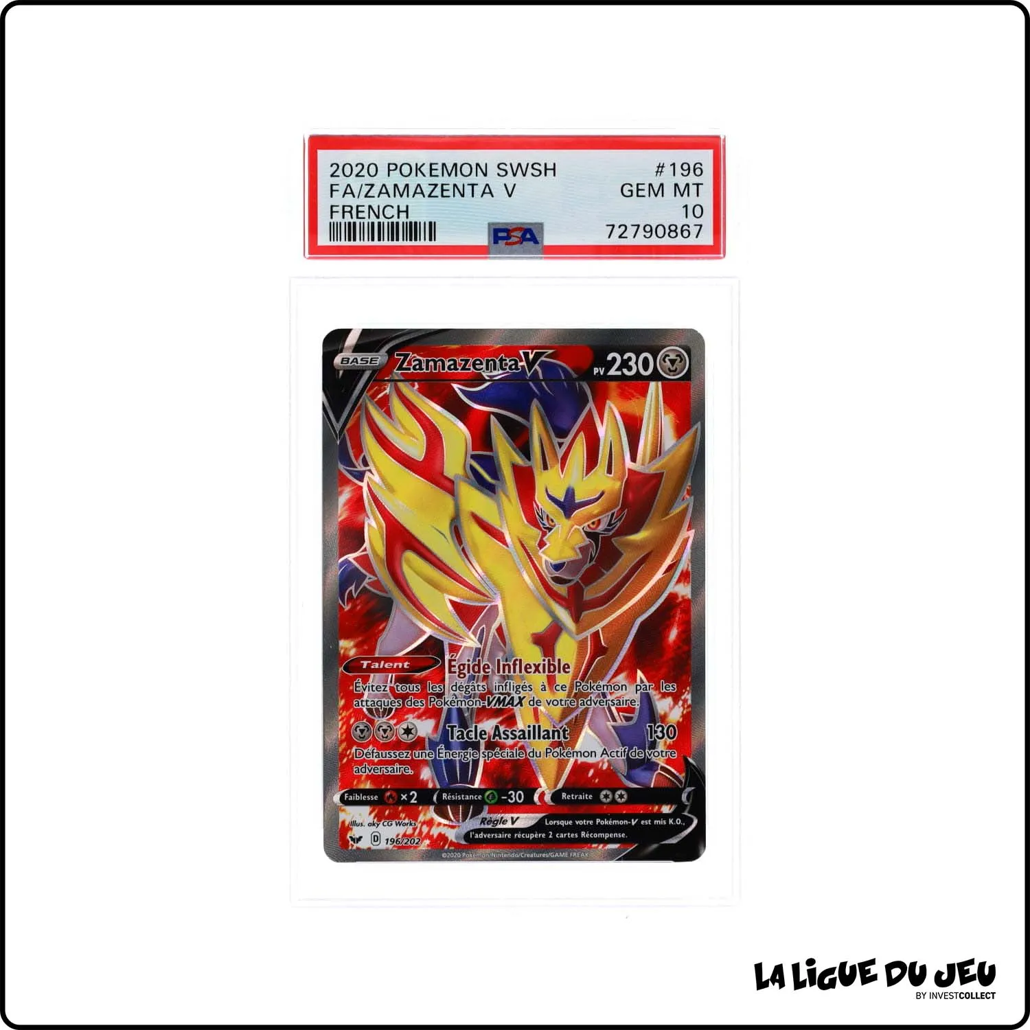 Ultra - Pokemon - Épée et Bouclier - Zamazenta V 196/202 - PSA 10 - Français