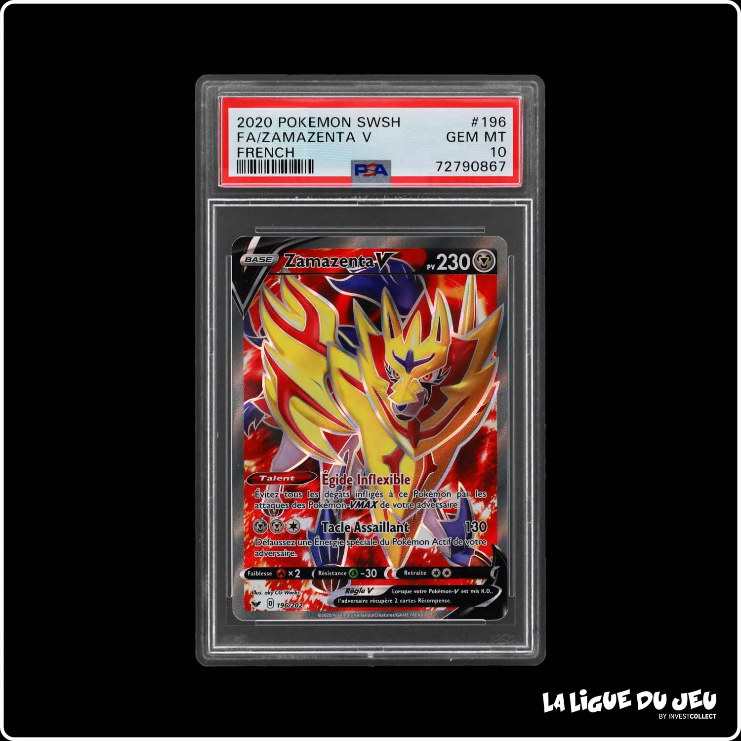 Ultra - Pokemon - Épée et Bouclier - Zamazenta V 196/202 - PSA 10 - Français