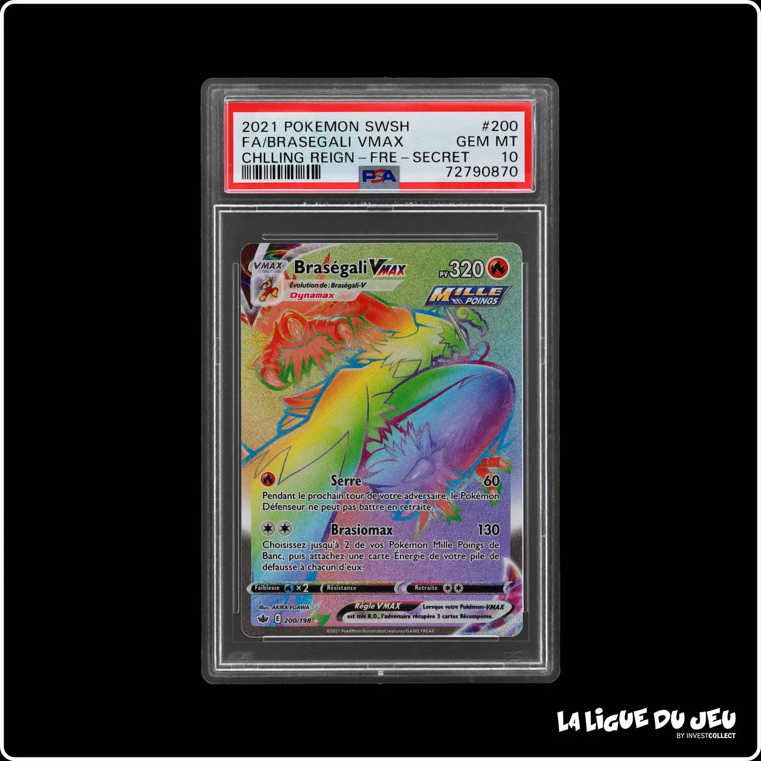 Secrete - Pokemon - Règne de Glace - Braségali Vmax 200/198 - PSA 10 - Français