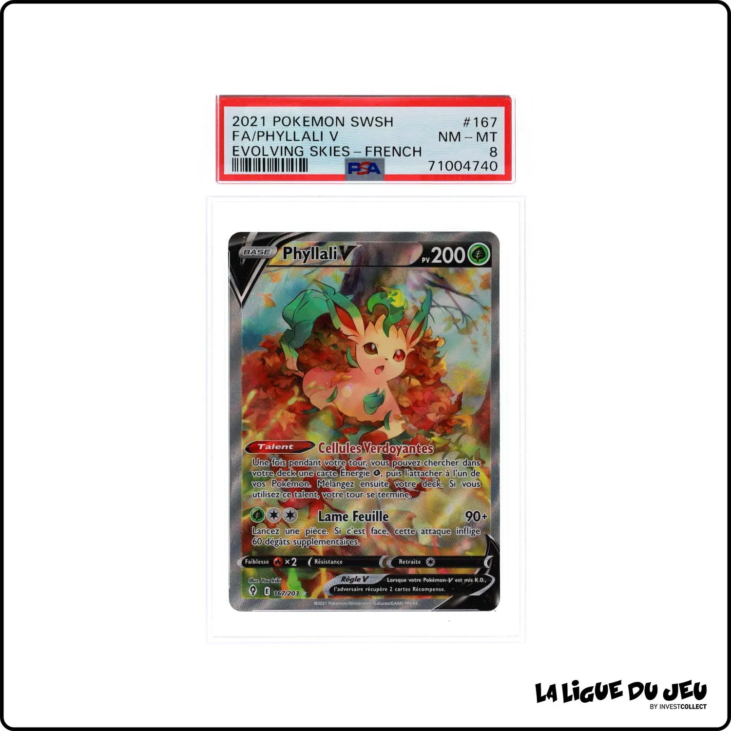 Ultra - Pokemon - Évolution Céleste - Phyllali V 167/203 - PSA 8 - Français