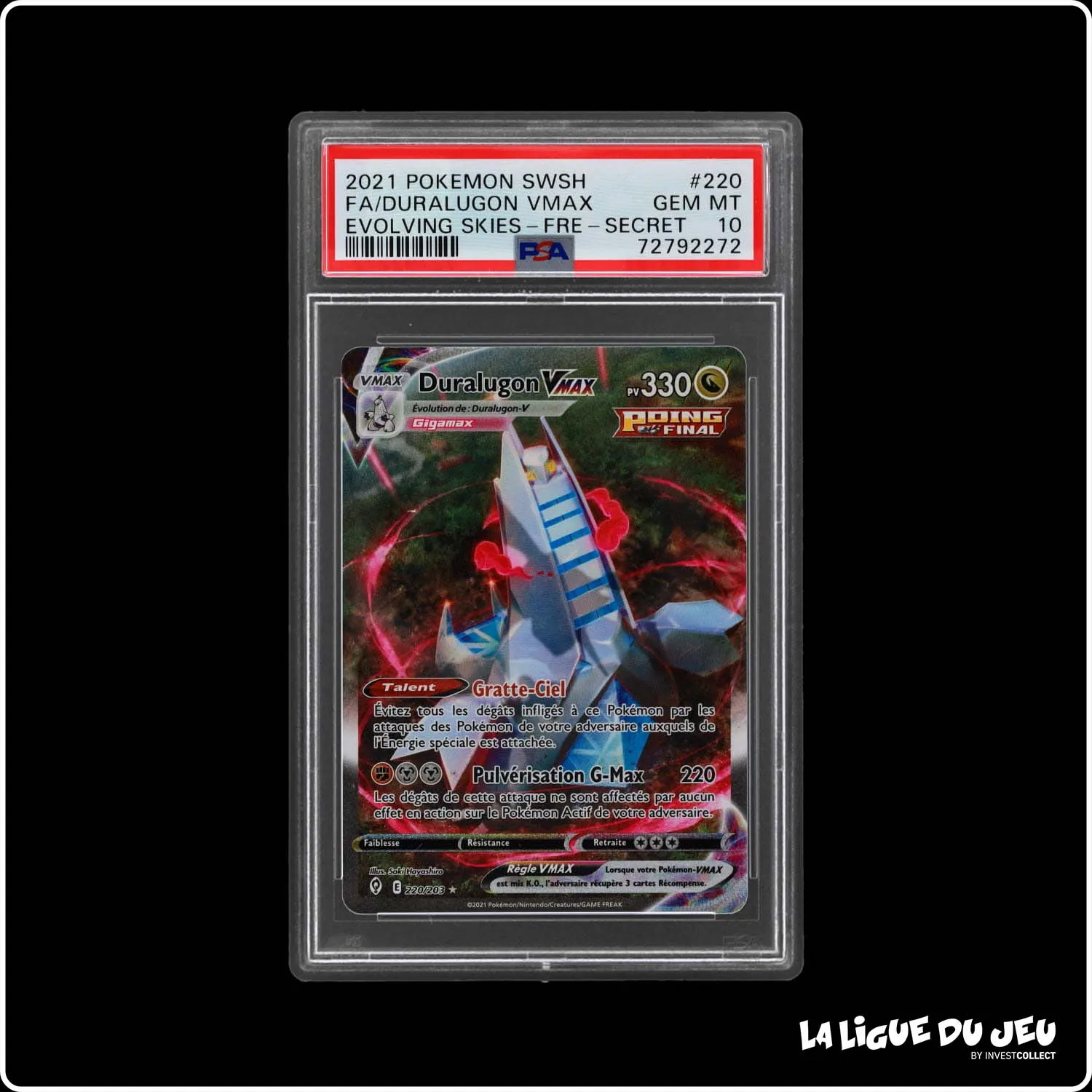 Secrete - Pokemon - Évolution Céleste - Duralugon Vmax 220/203 - PSA 10 - Français