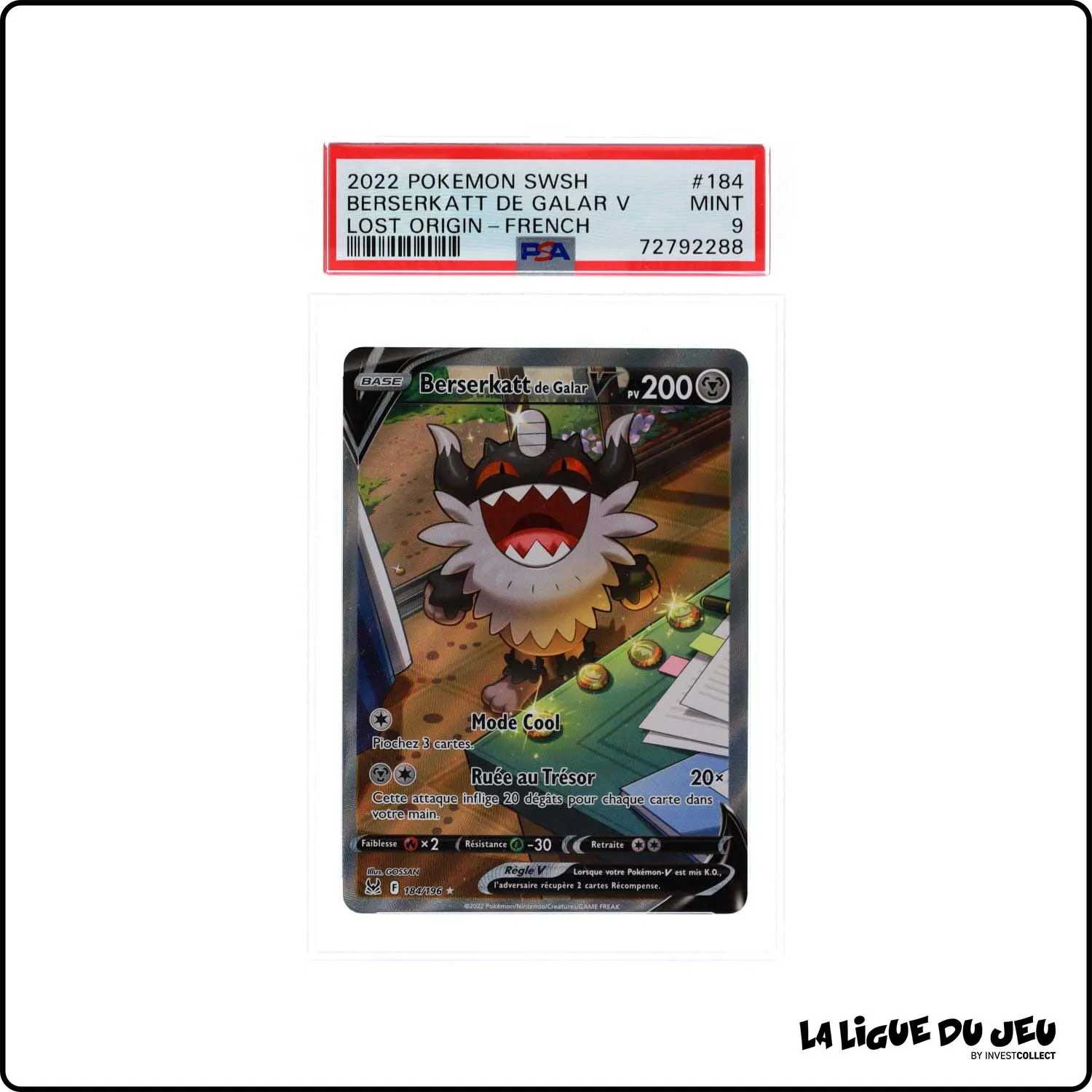 Ultra - Pokemon - Origine Perdue - Berserkatt de Galar V 184/196 - PSA 9 - Français