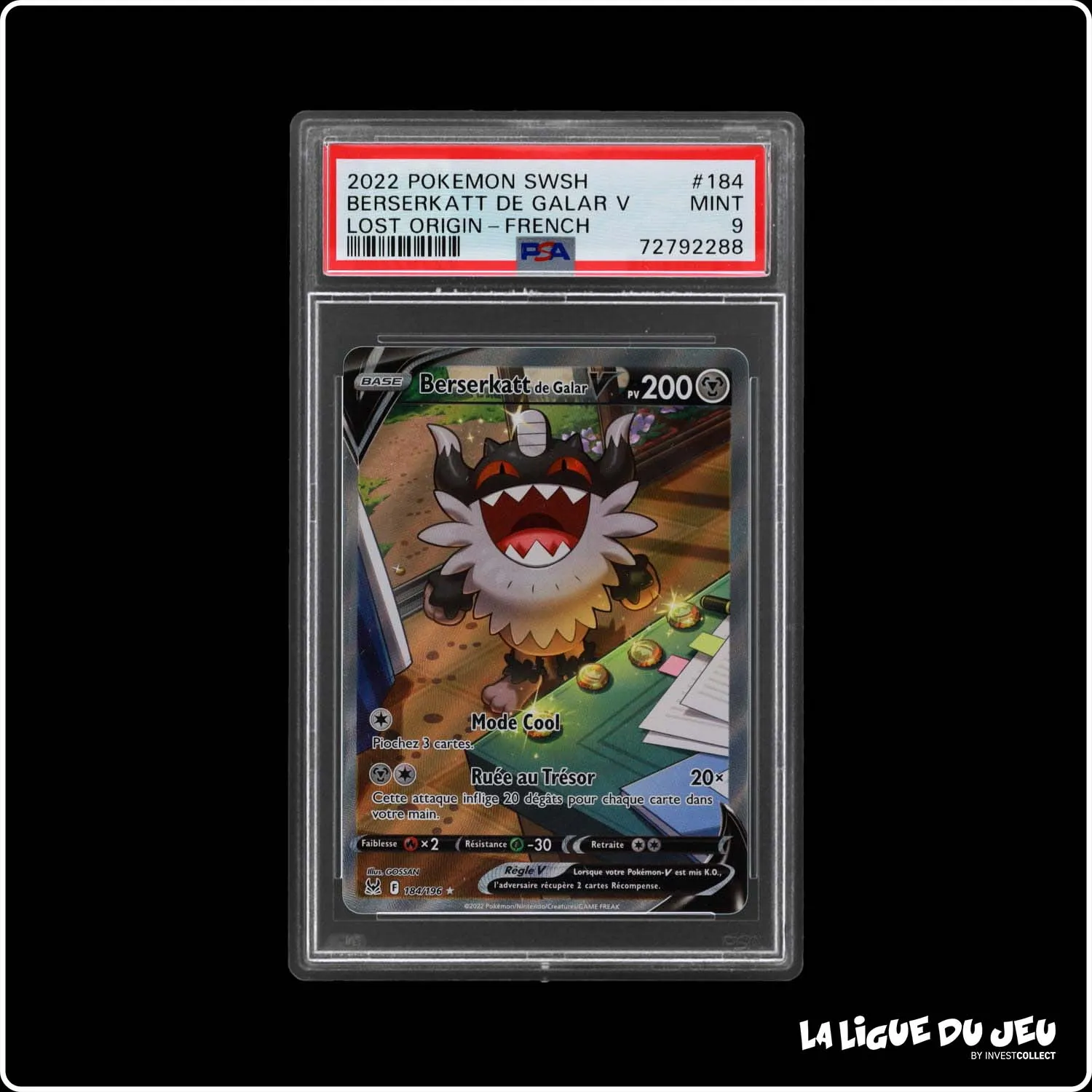 Ultra - Pokemon - Origine Perdue - Berserkatt de Galar V 184/196 - PSA 9 - Français