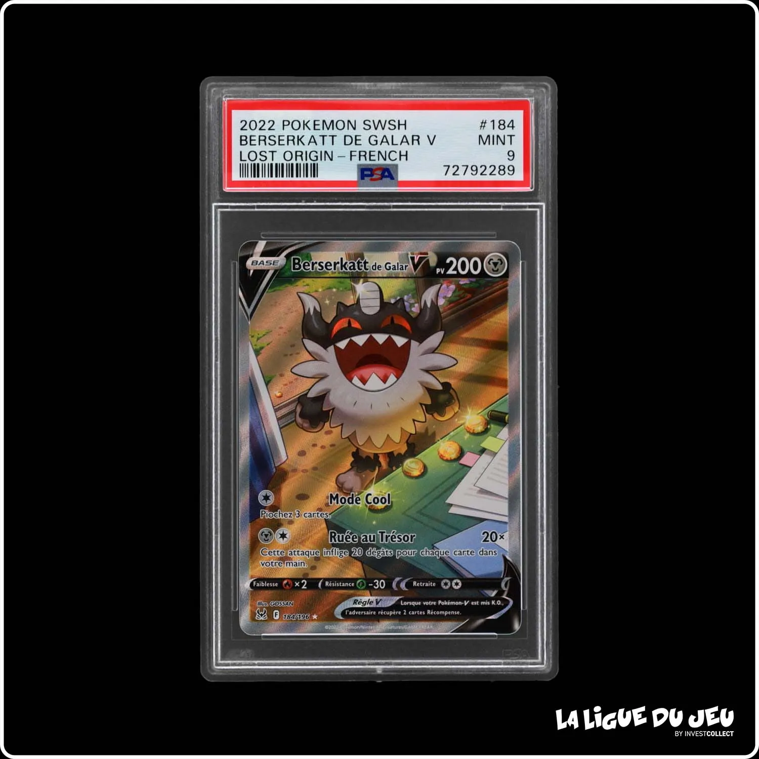 Ultra - Pokemon - Origine Perdue - Berserkatt de Galar V 184/196 - PSA 9 - Français