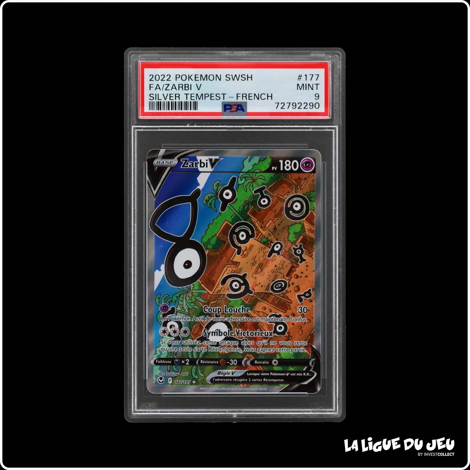 Ultra - Pokemon - Tempête Argentée - Zarbi V 177/195 - PSA 9 - Français