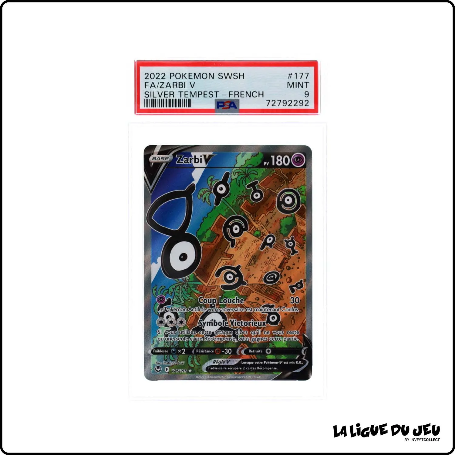 Ultra - Pokemon - Tempête Argentée - Zarbi V 177/195 - PSA 9 - Français