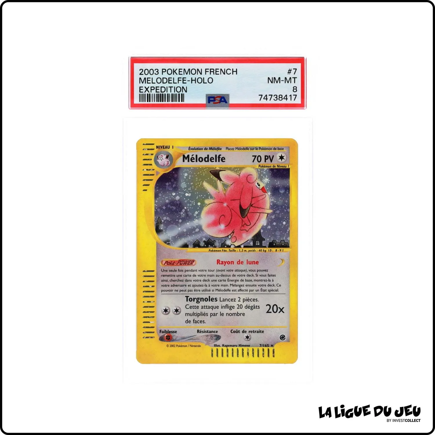 Holo - Pokemon - Expedition - Mélodelfe 7/165 - PSA 8 - Français