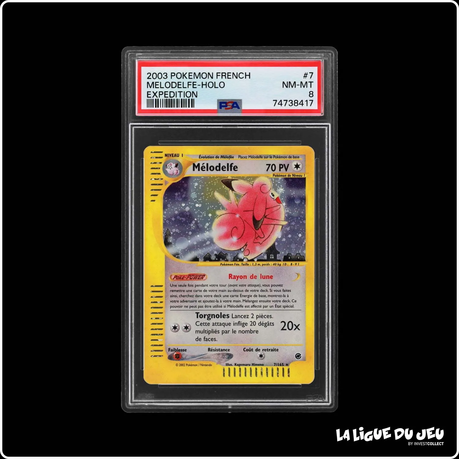 Holo - Pokemon - Expedition - Mélodelfe 7/165 - PSA 8 - Français