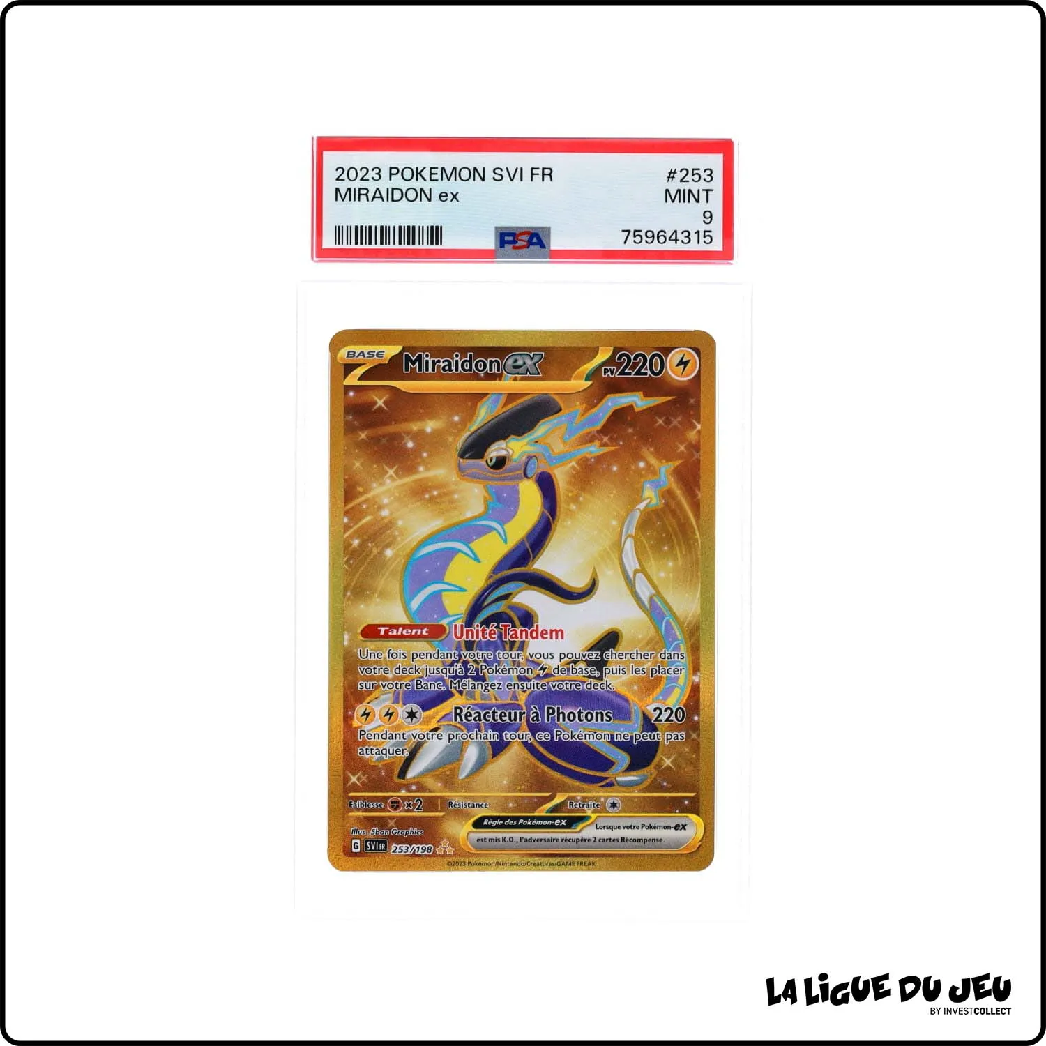 Secrete - Pokemon - Écarlate et Violet de Base - Miraidon ex 253/198 - PSA 9 - Français