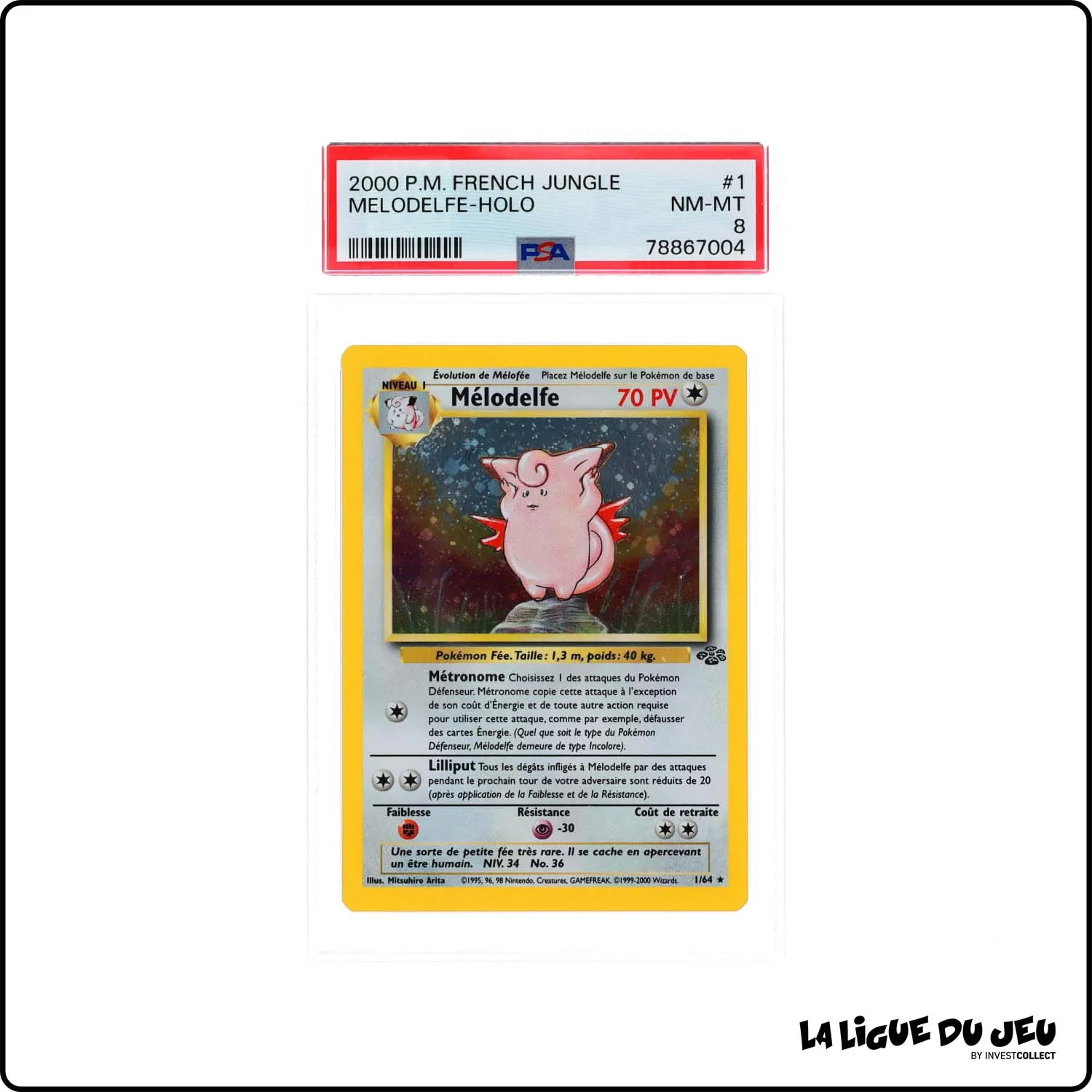 Holo - Pokemon - Jungle - Mélodelfe 1/64 - Unlimited - PSA 8 - Français