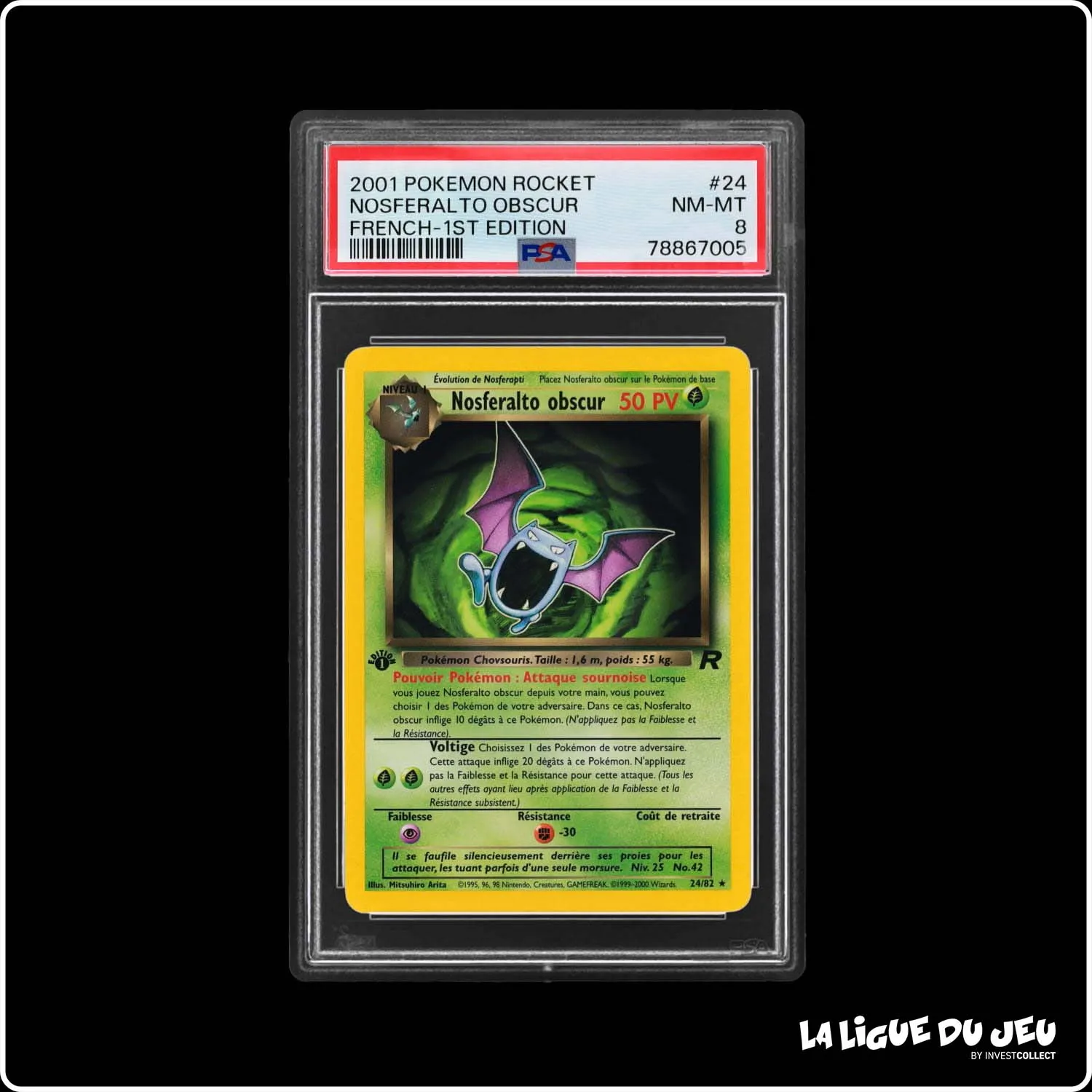 Rare - Pokemon - Team Rocket - Nosferalto obscur 24/82 - 1er édition - PSA 8 - Français