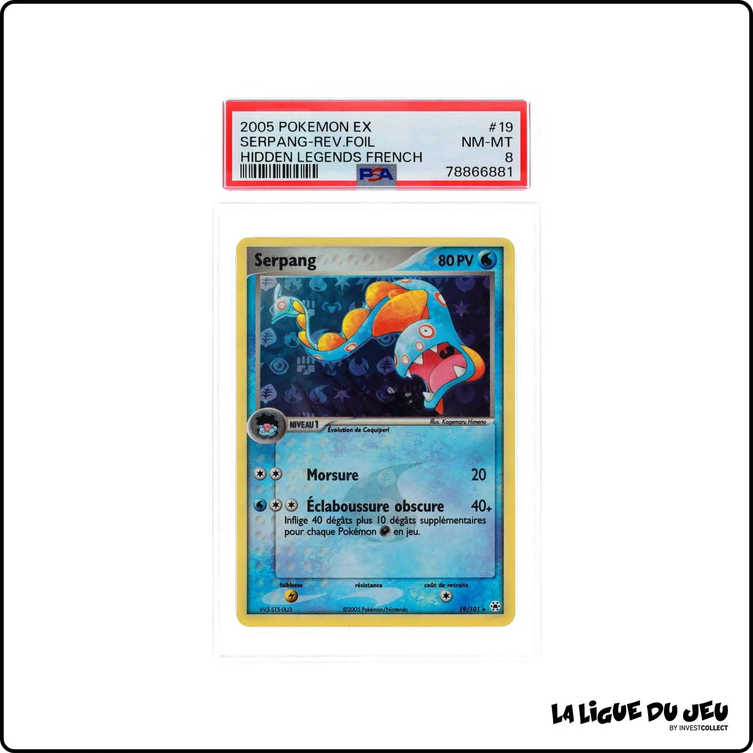 Rare - Pokemon - Légendes Oubliées - Serpang 19/101 - Reverse foil - PSA 8 - Français